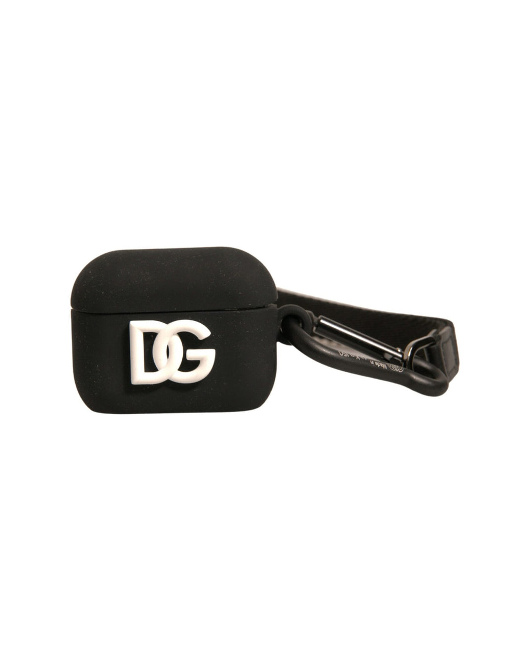 Dolce & Gabbana Schwarzes Silikon-Gummi-Logo geprägte Airpods Hülle