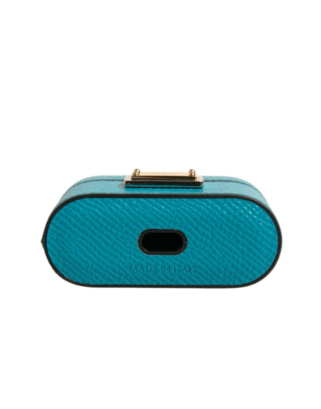 Dolce & Gabbana Grünes Leder Metall Logo Plaque Halter Airpods Fall