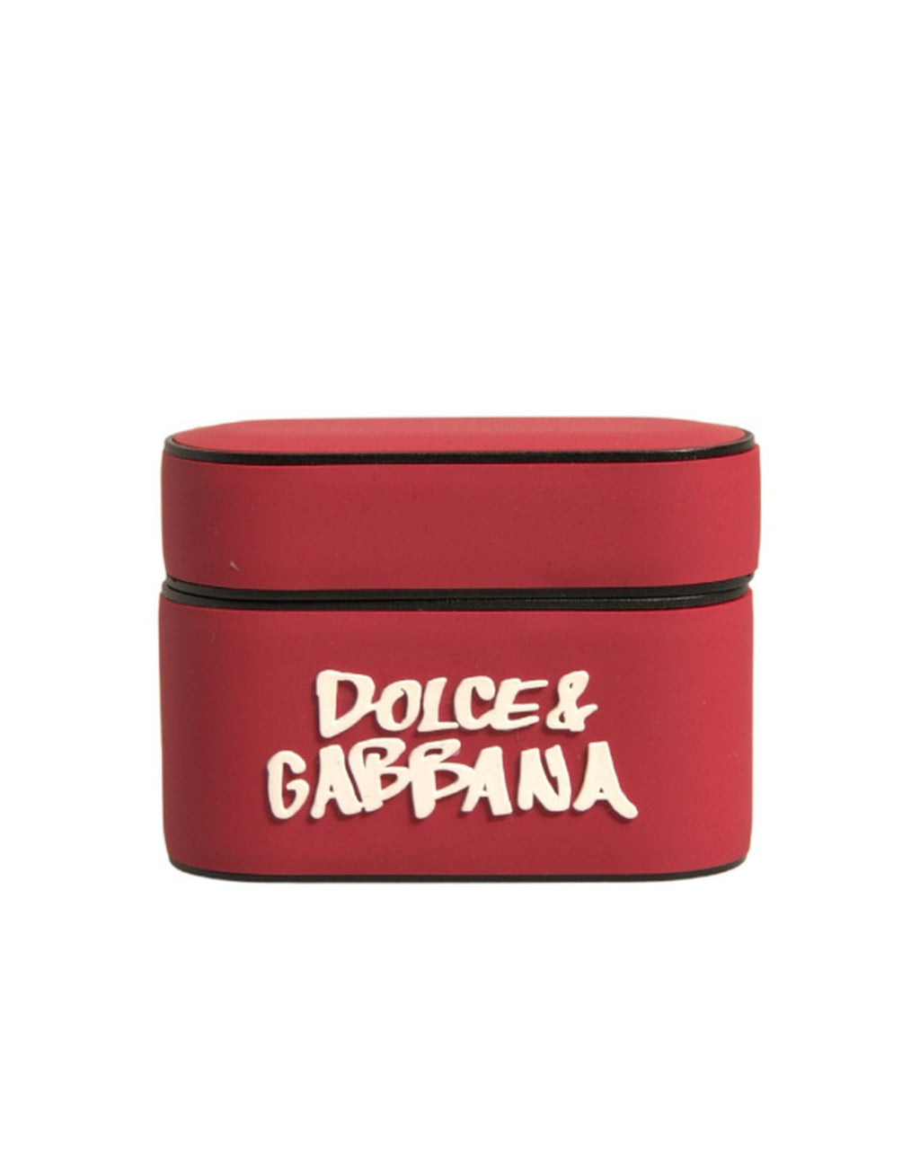 Dolce & Gabbana Rote PVC geprägte Logo Plaque Halter Airpods Fall