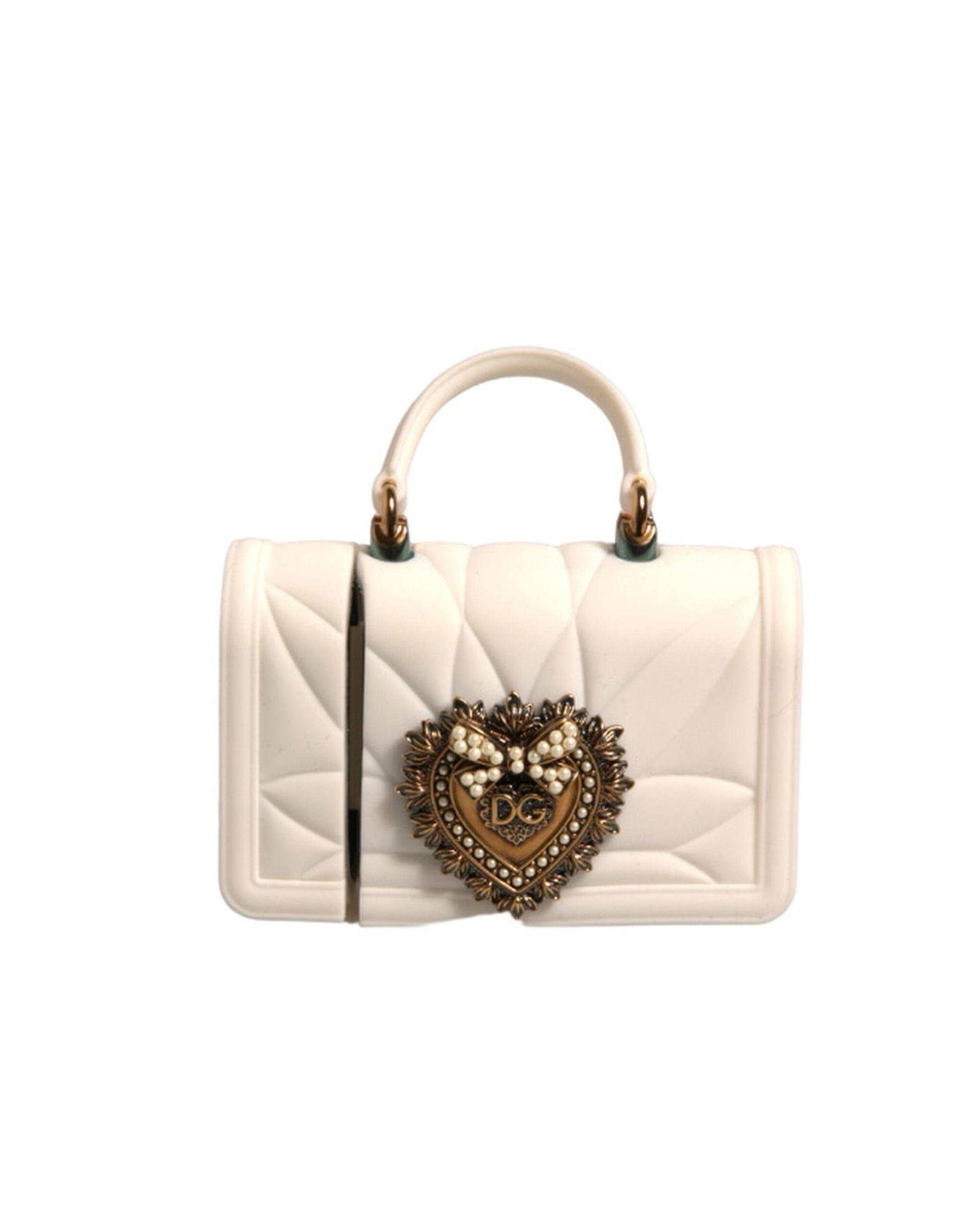 Dolce & Gabbana Weiß Silikon Hingabe Herz Abdeckung Hand Tasche Airpod Fall