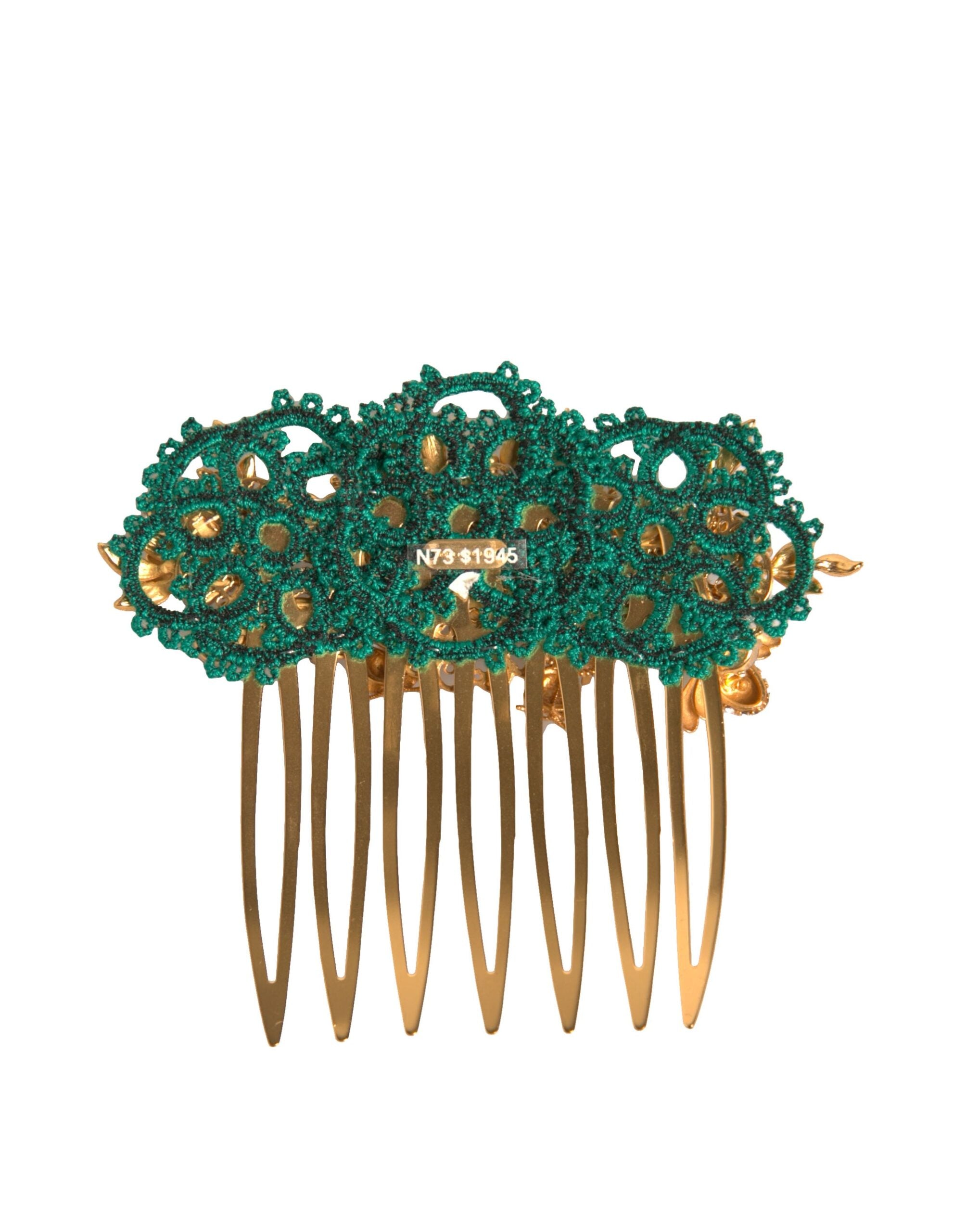 Dolce & Gabbana Gold-Messing-Kristalle Haar Stick Kamm