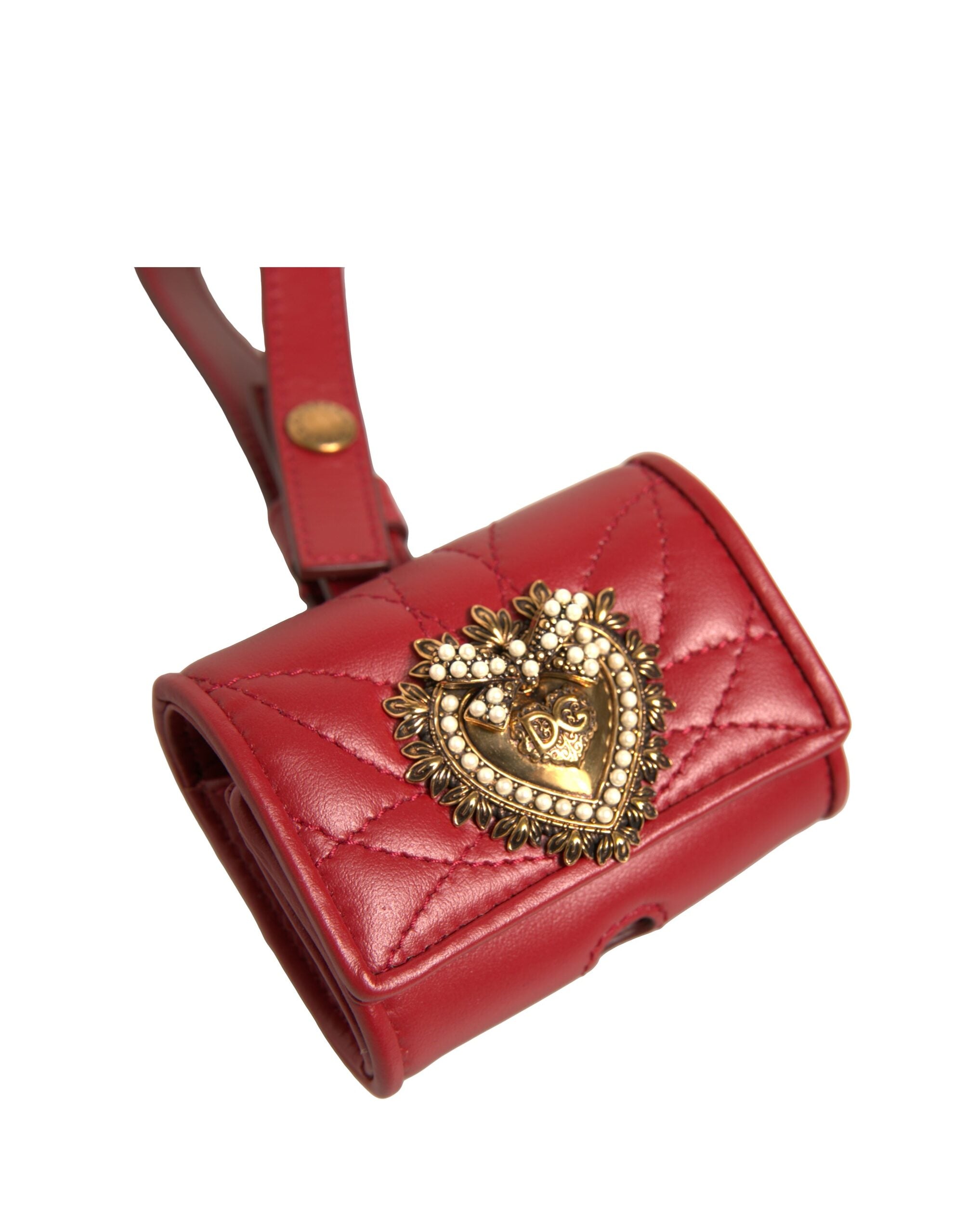 Dolce & Gabbana Schwarzes Leder Devotion Heart Strap Airpod Case