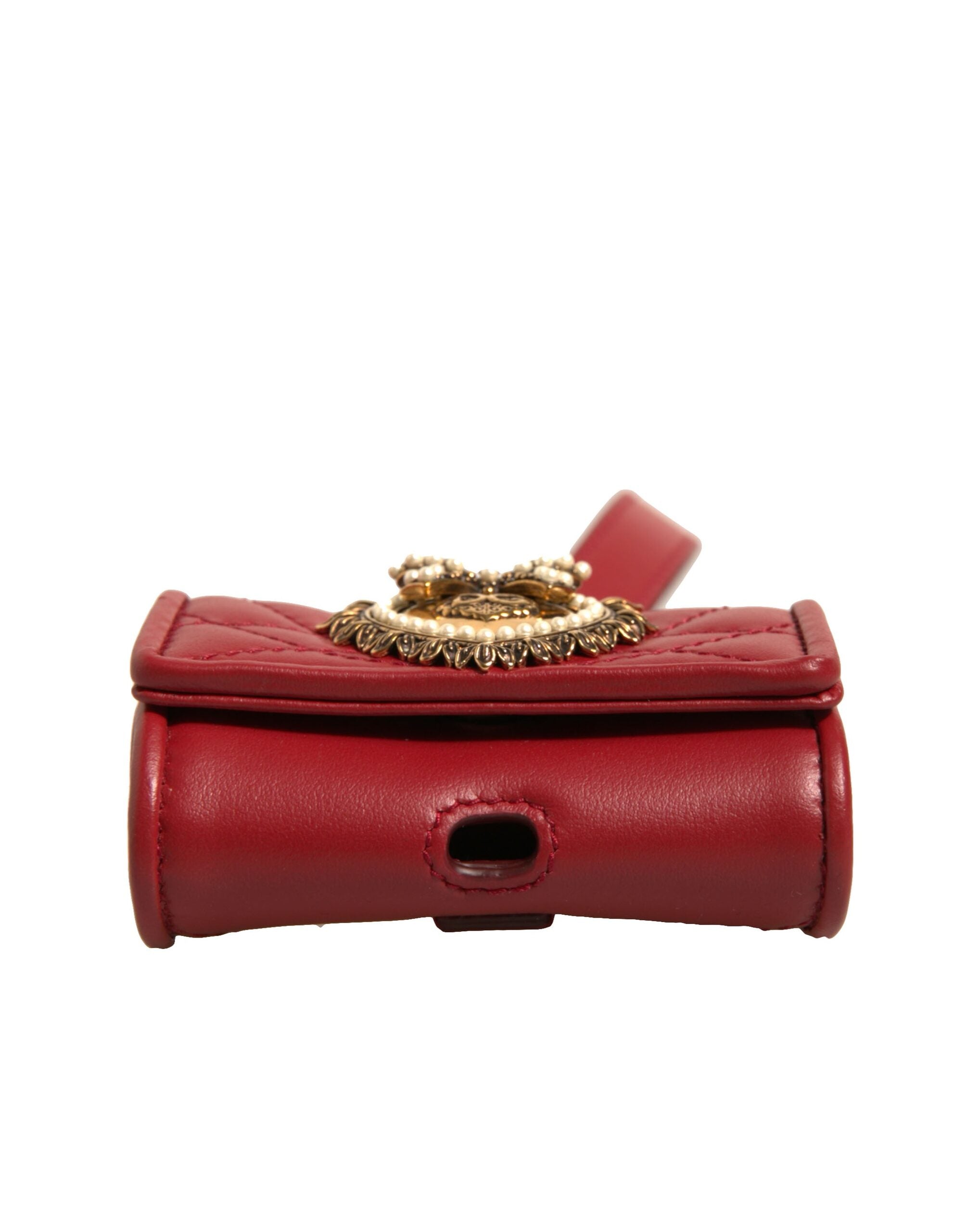 Dolce & Gabbana Schwarzes Leder Devotion Heart Strap Airpod Case