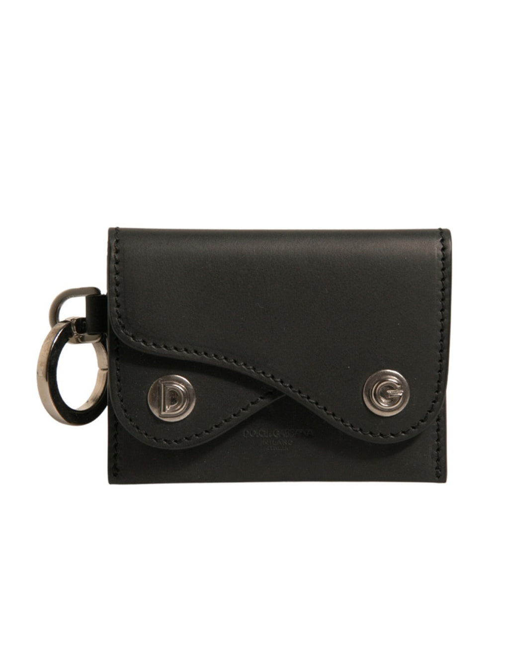 Dolce & Gabbana Schwarzes Leder Kartenetui Schlüsselanhänger Schlüsselhalter
