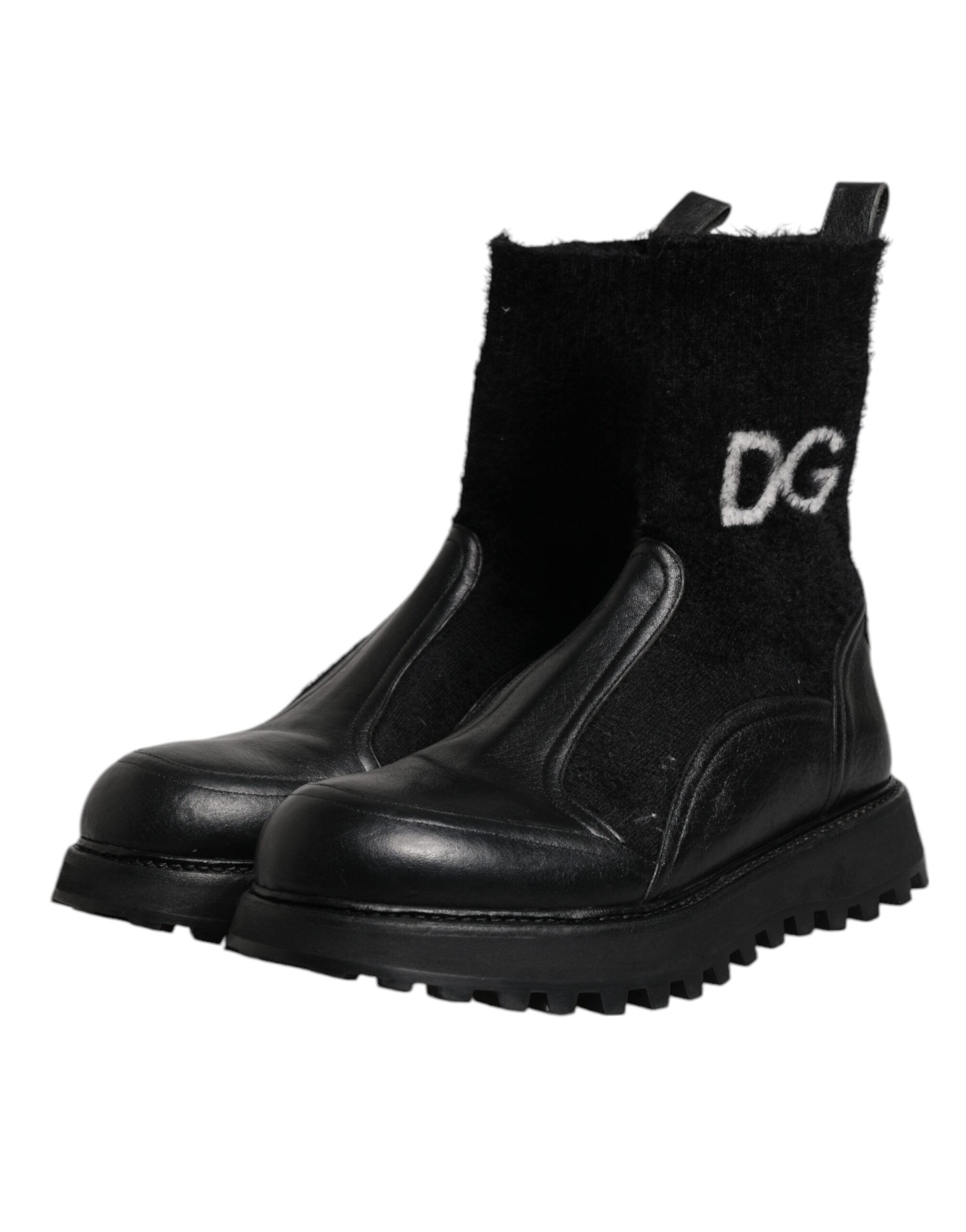Dolce & Gabbana Schwarz DG Logo Horse Sock Ankle Boots Schuhe