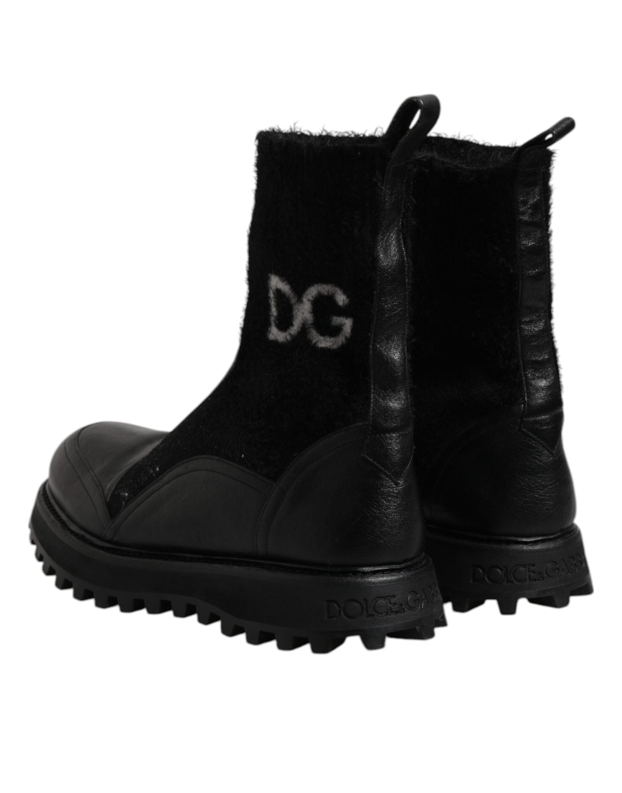 Dolce & Gabbana Schwarz DG Logo Horse Sock Ankle Boots Schuhe