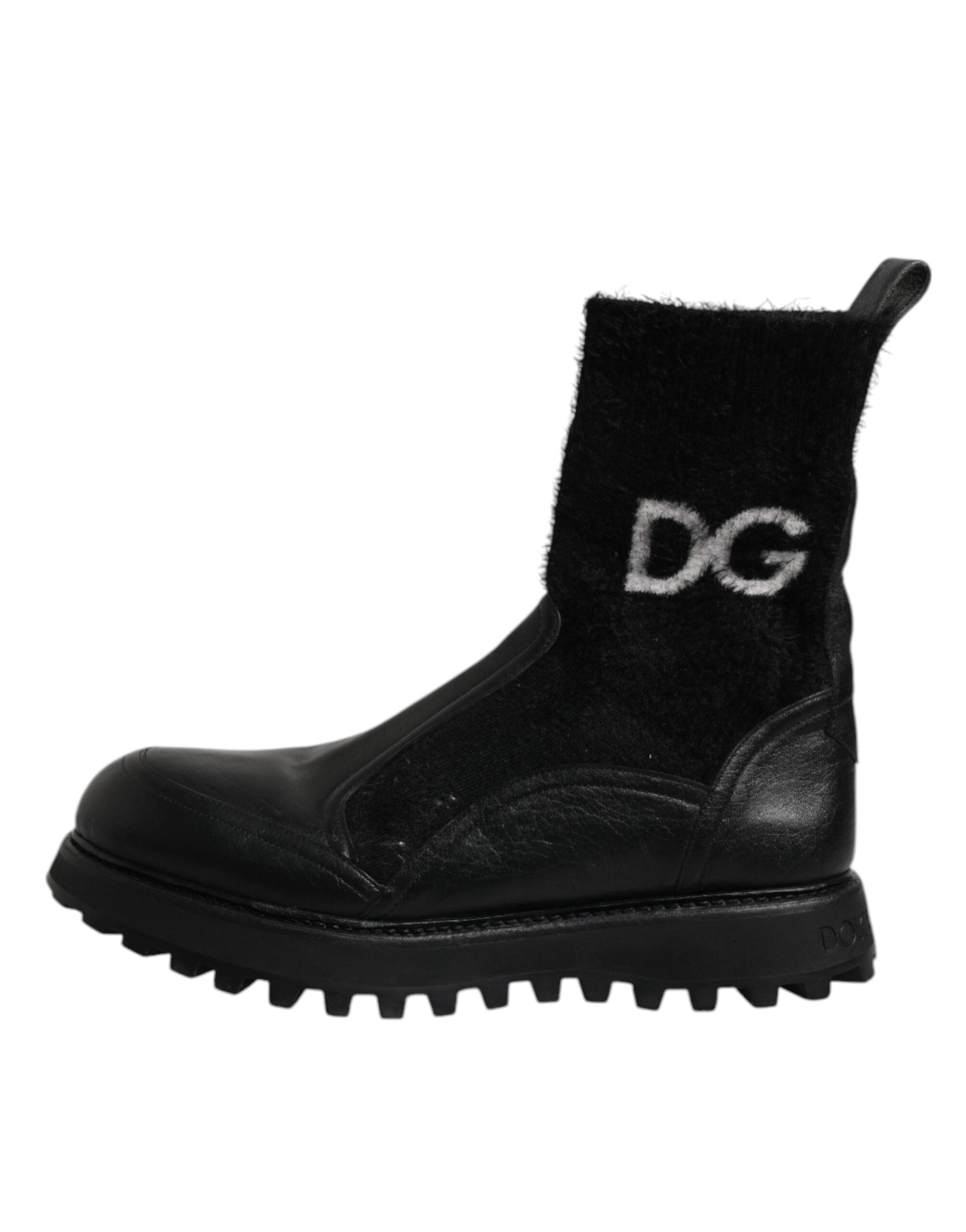 Dolce & Gabbana Schwarz DG Logo Horse Sock Ankle Boots Schuhe