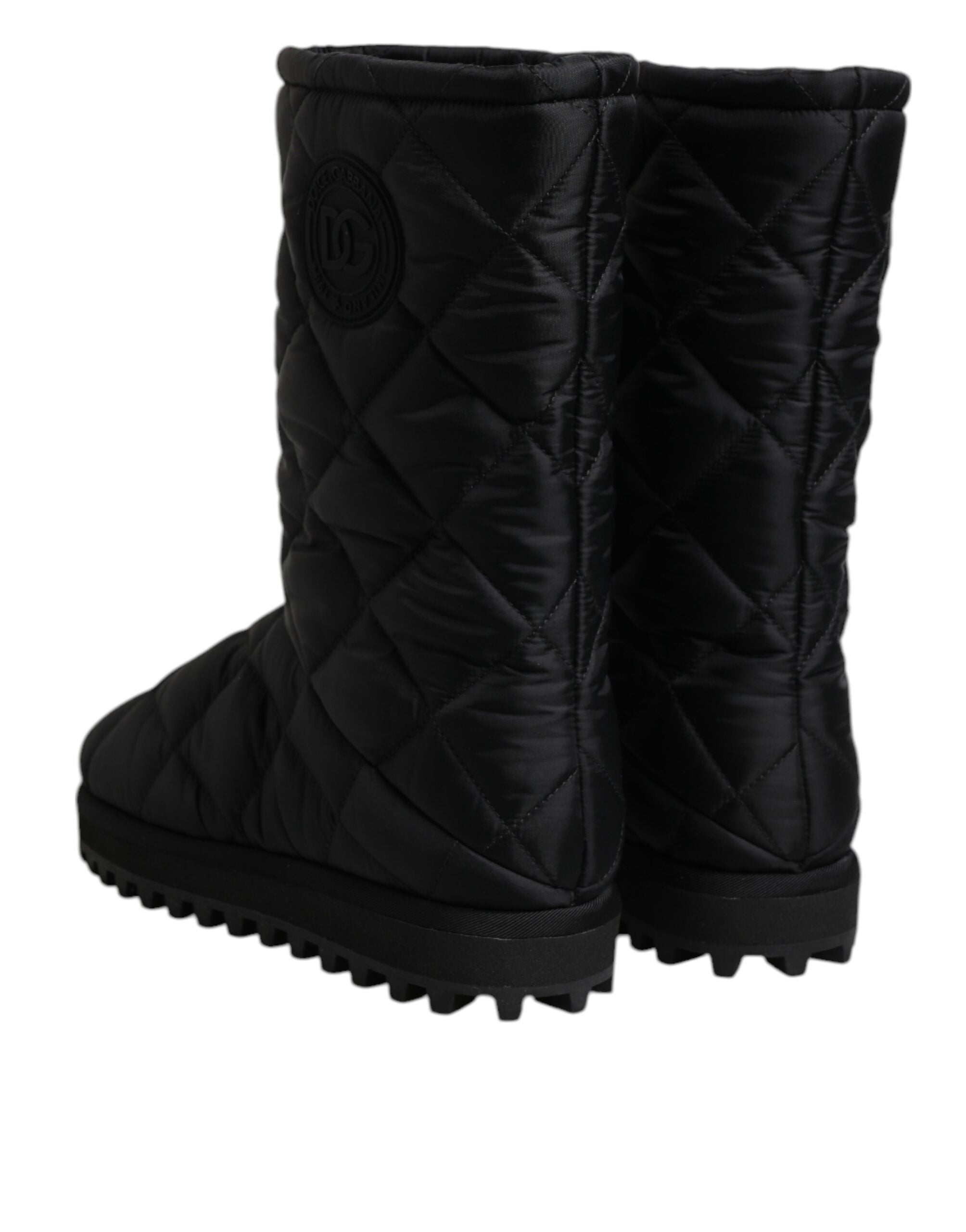 Dolce & Gabbana Schwarze Polyester gepolsterte Mid Calf Stiefel Winterschuhe