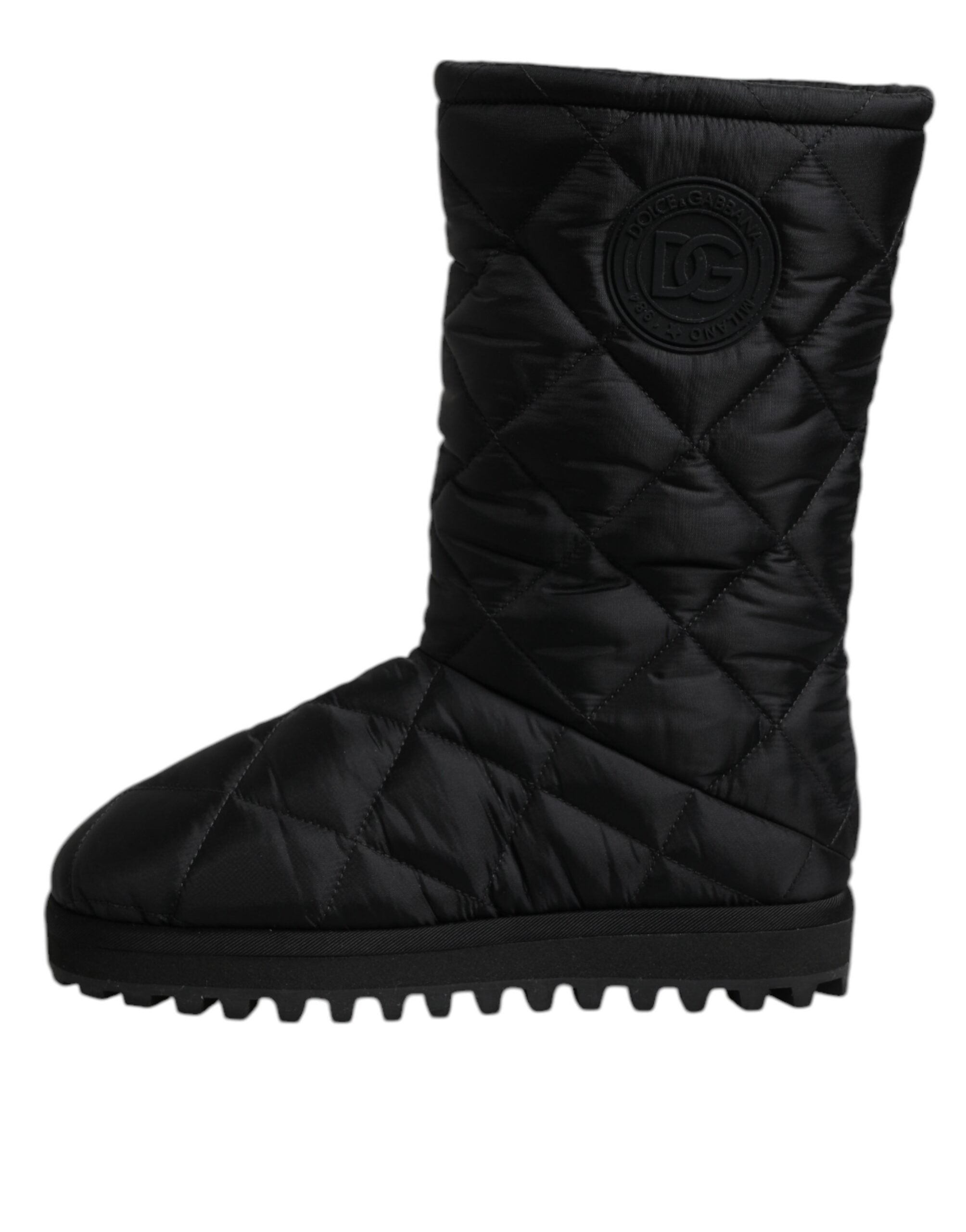 Dolce & Gabbana Schwarze Polyester gepolsterte Mid Calf Stiefel Winterschuhe