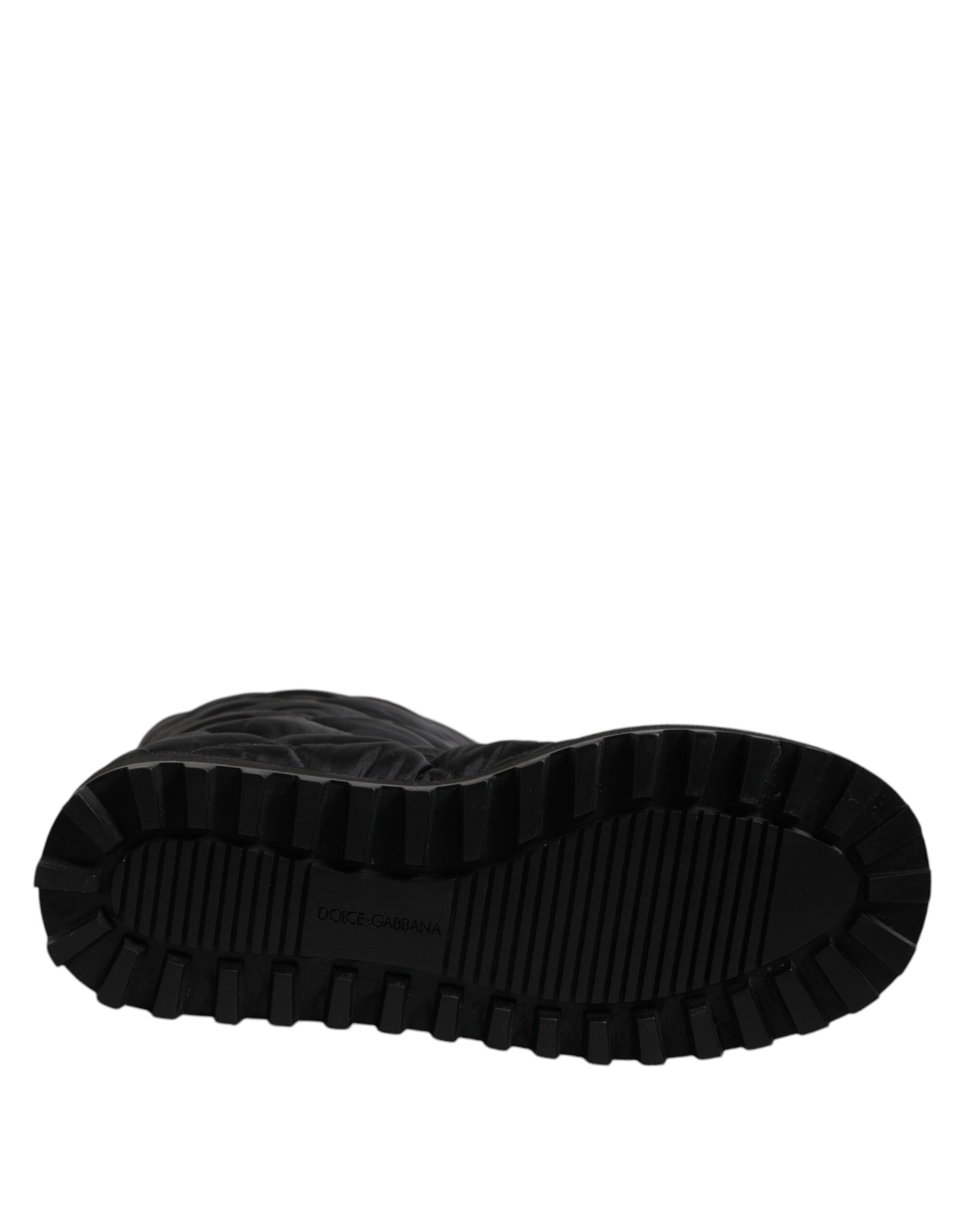 Dolce & Gabbana Schwarze Polyester gepolsterte Mid Calf Stiefel Winterschuhe