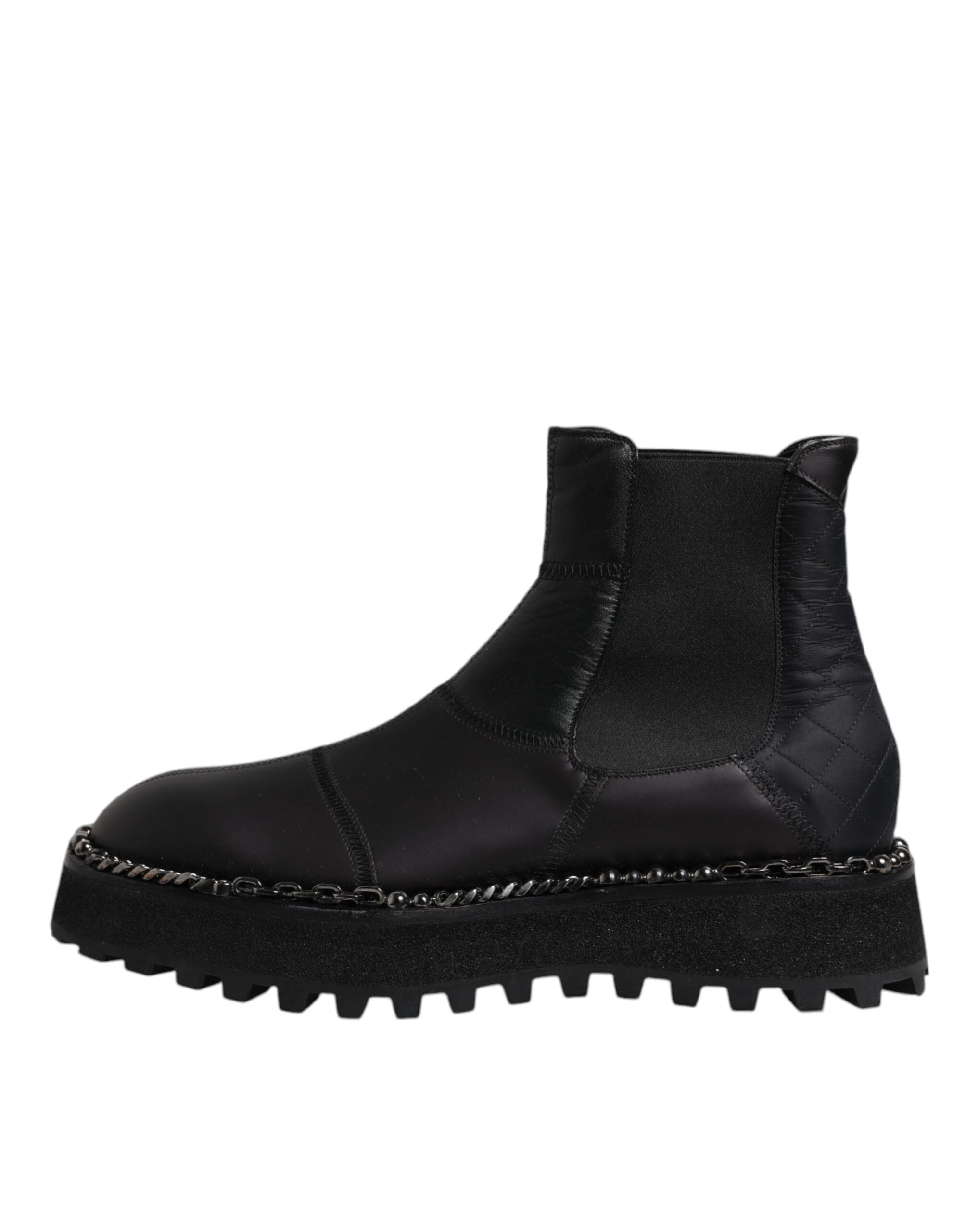 Dolce & Gabbana Schwarze Chelsea Boots Leder Schlupfschuhe
