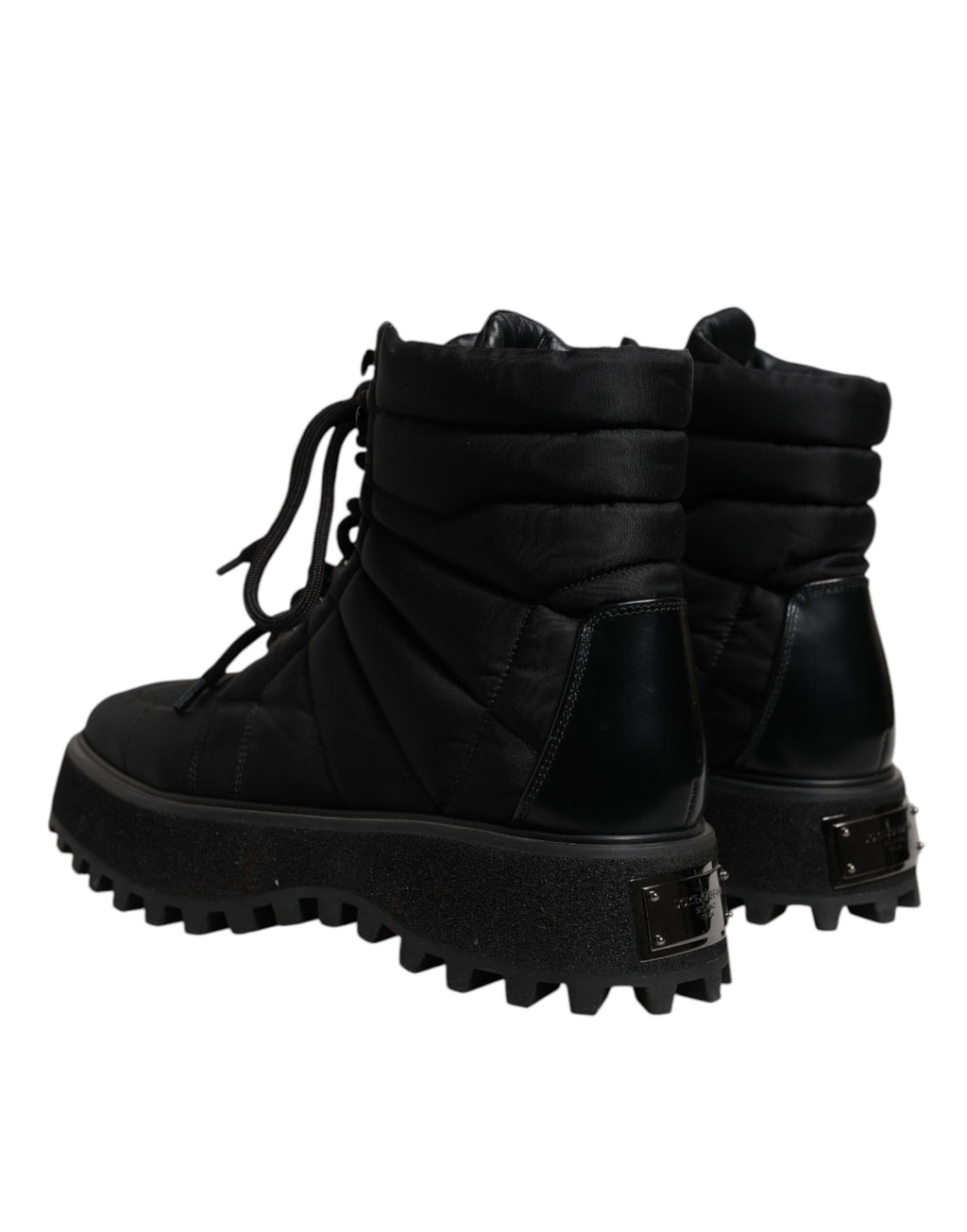 Dolce & Gabbana Schwarze gepolsterte Mid Calf Lace Up Stiefel Schuhe