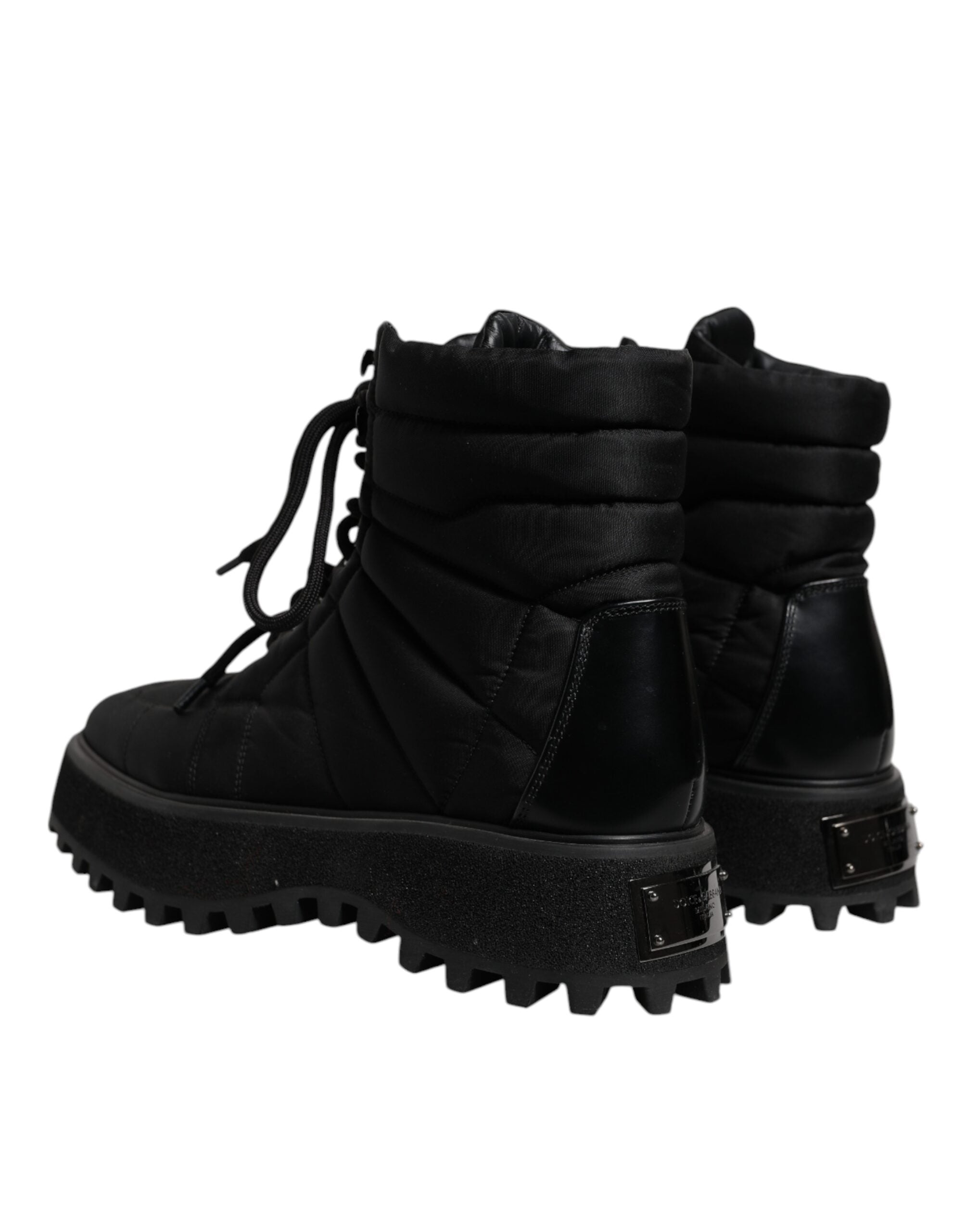 Dolce & Gabbana Schwarze gefütterte wadenhohe Schnürstiefel Schuhe