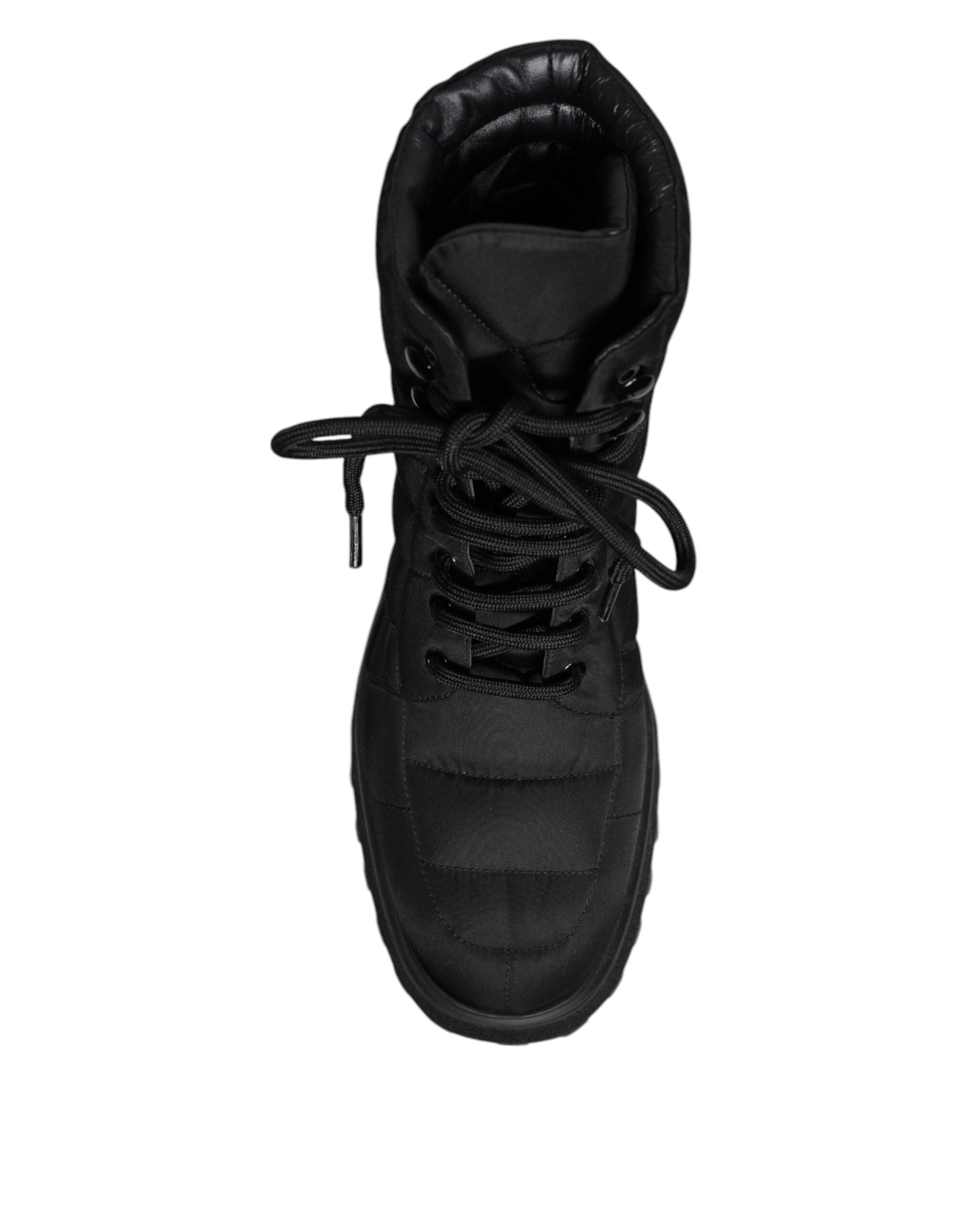 Dolce & Gabbana Schwarze gefütterte wadenhohe Schnürstiefel Schuhe