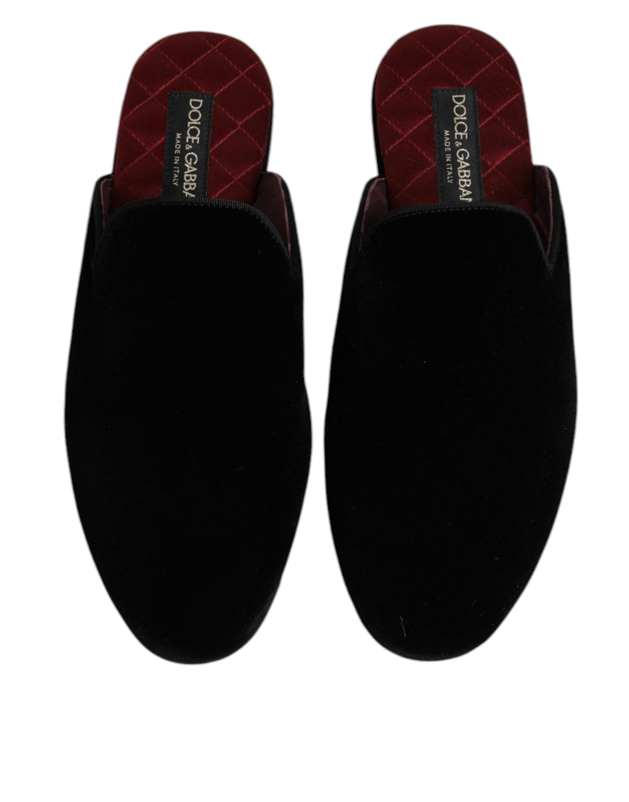 Dolce & Gabbana Schwarze Viskose Samt Pantoffeln Flache Slipper Schuhe