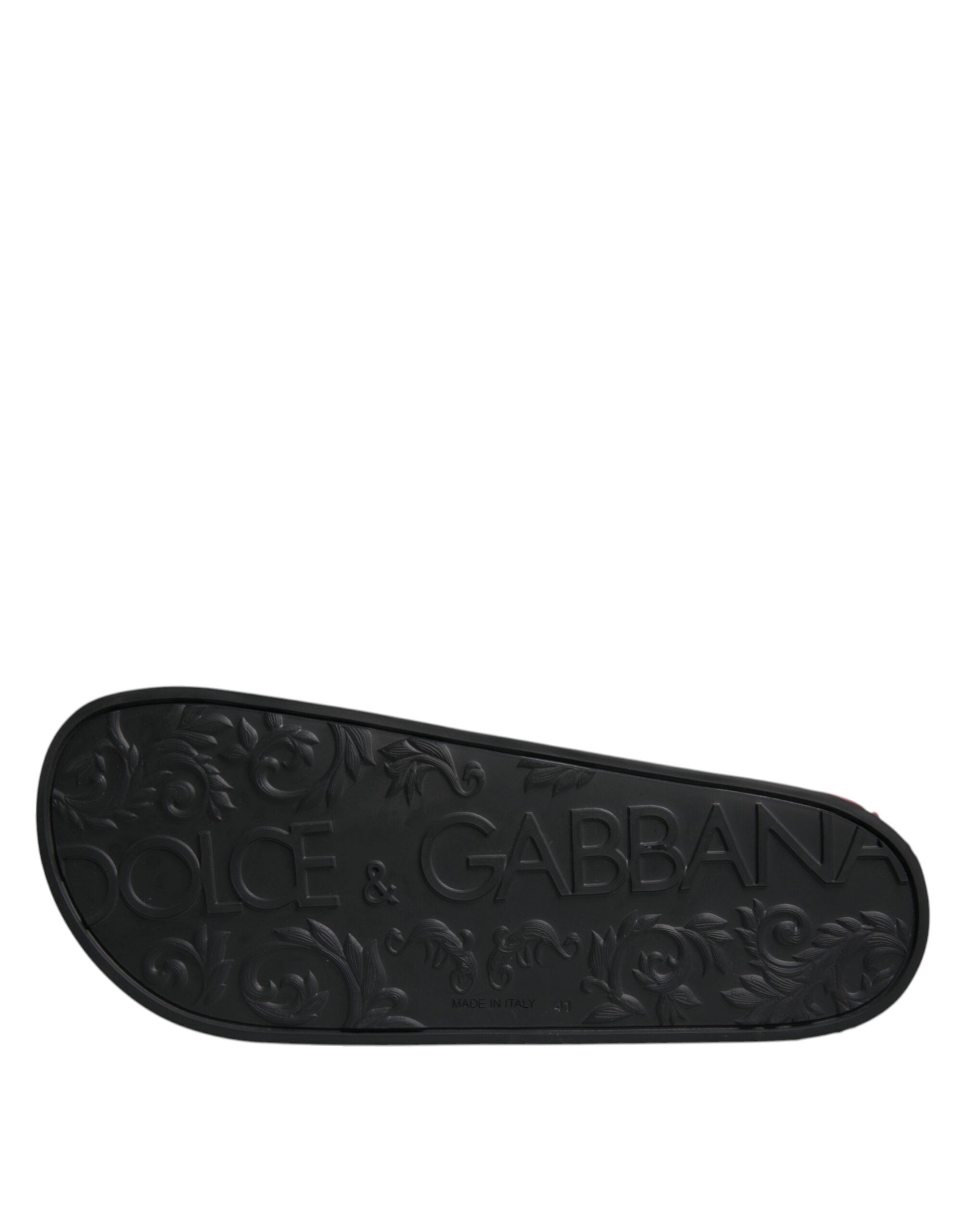 Dolce & Gabbana Schwarze Leder Pantoletten Sandalen Beachwear Schuhe