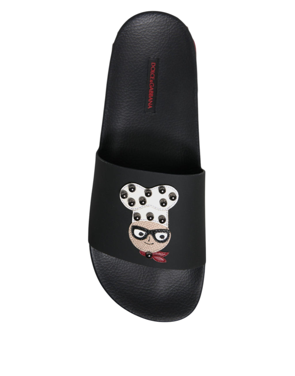 Dolce & Gabbana Schwarze Leder Pantoletten Sandalen Beachwear Schuhe