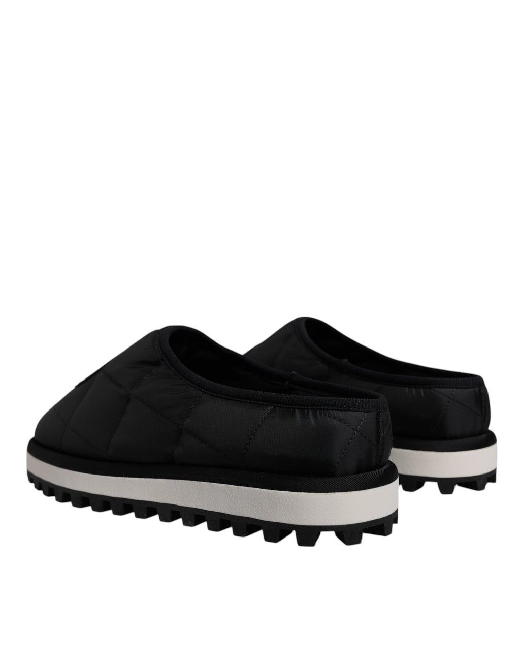 Dolce & Gabbana Schwarz Nylon gesteppt Logo Patch Sandalen Rutschen Schuhe