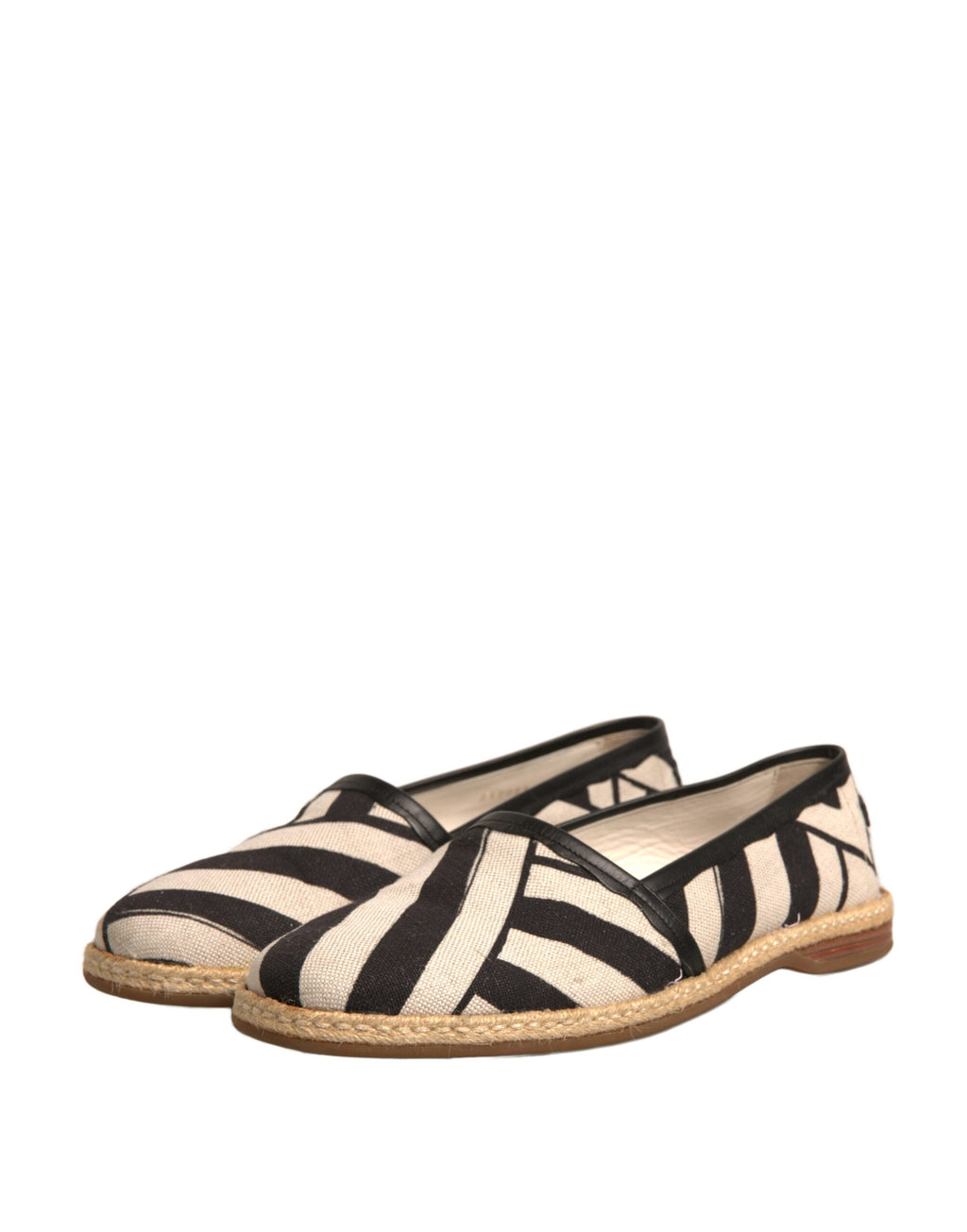 Dolce & Gabbana Schwarz Weiß Streifen Slip On Espadrille Schuhe