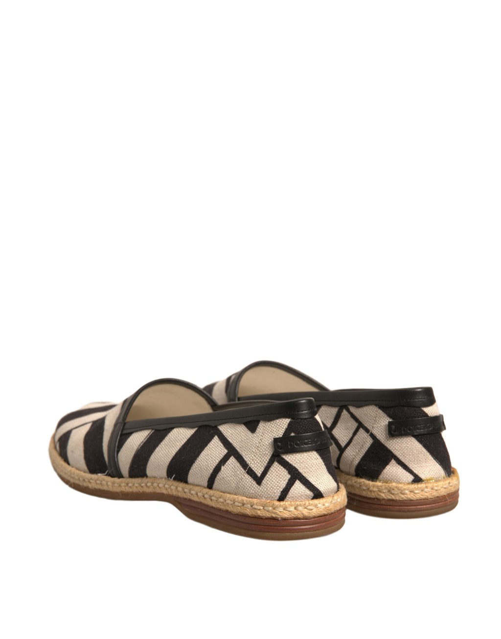 Dolce & Gabbana Schwarz Weiß Streifen Slip On Espadrille Schuhe