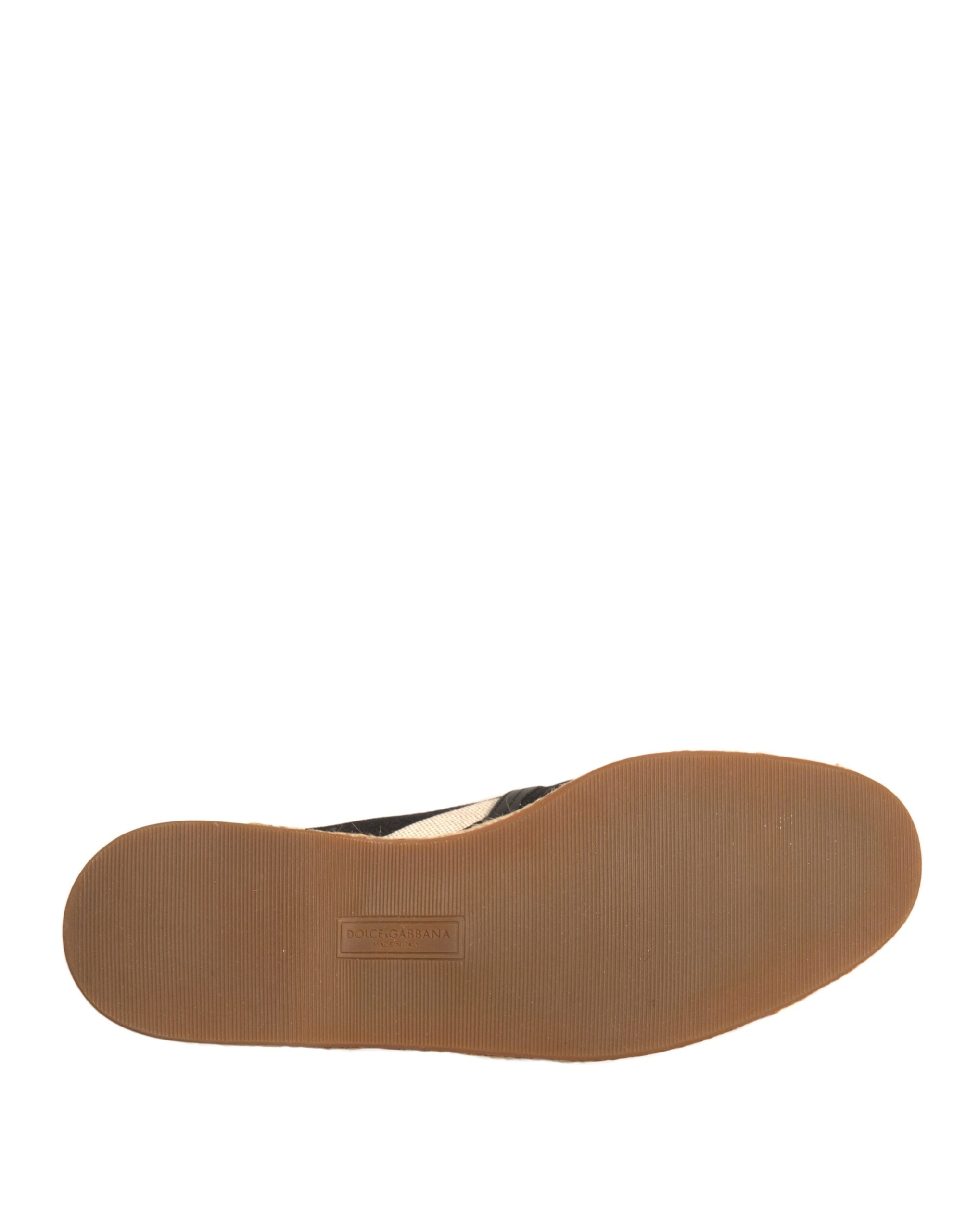 Dolce & Gabbana Schwarz Weiß Streifen Slip On Espadrille Schuhe