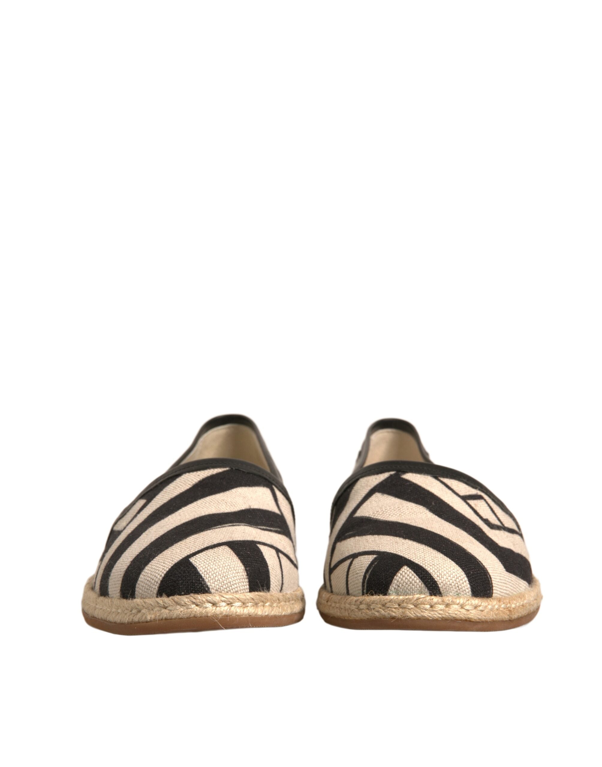 Dolce & Gabbana Schwarz Weiß Streifen Slip On Espadrille Schuhe
