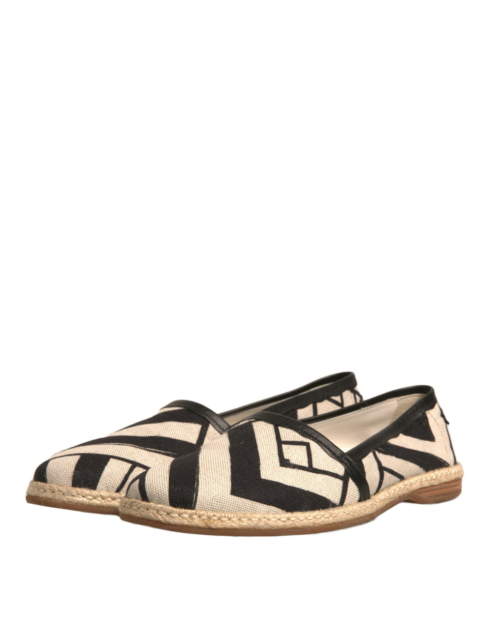 Dolce & Gabbana Schwarz Weiß Streifen Slip On Espadrille Schuhe