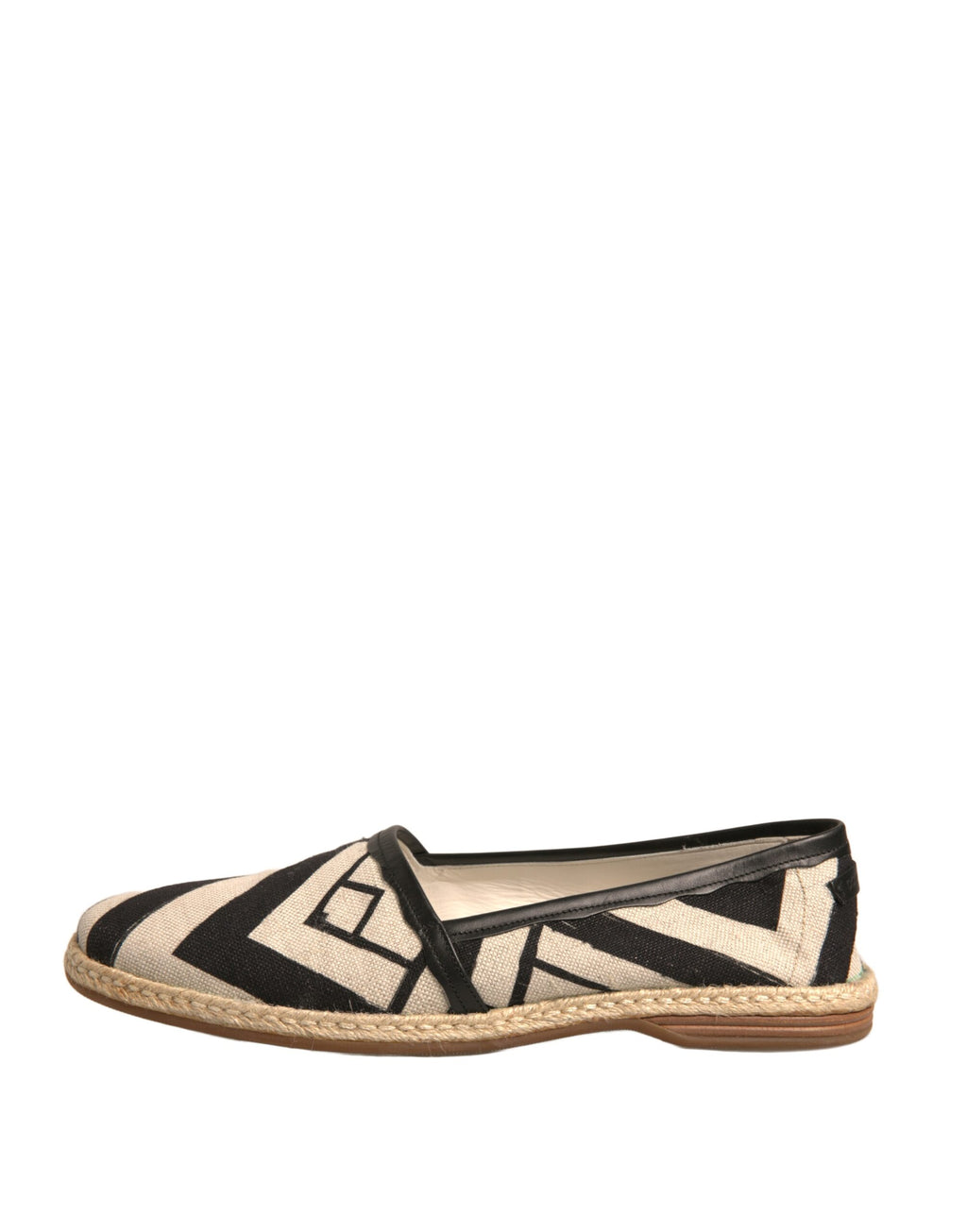 Dolce & Gabbana Schwarz Weiß Streifen Slip On Espadrille Schuhe