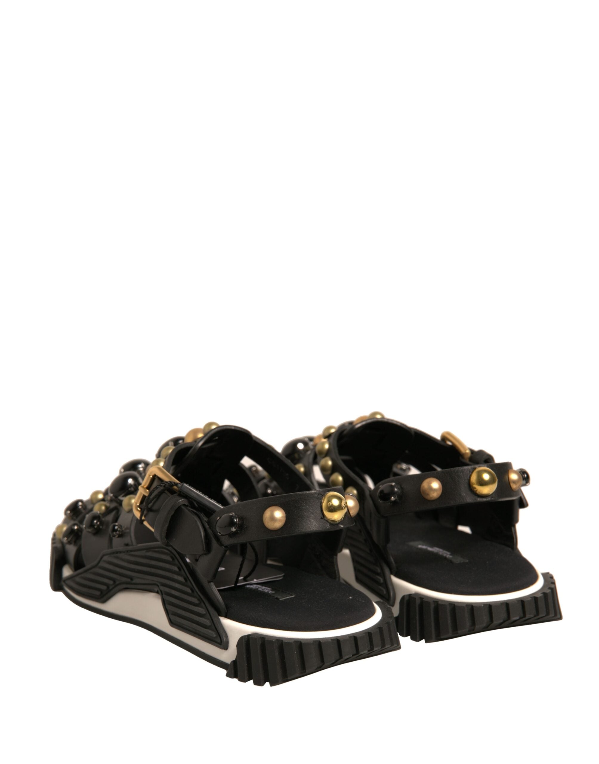 Dolce & Gabbana Schwarze Leder Nieten-Sandalen Schuhe