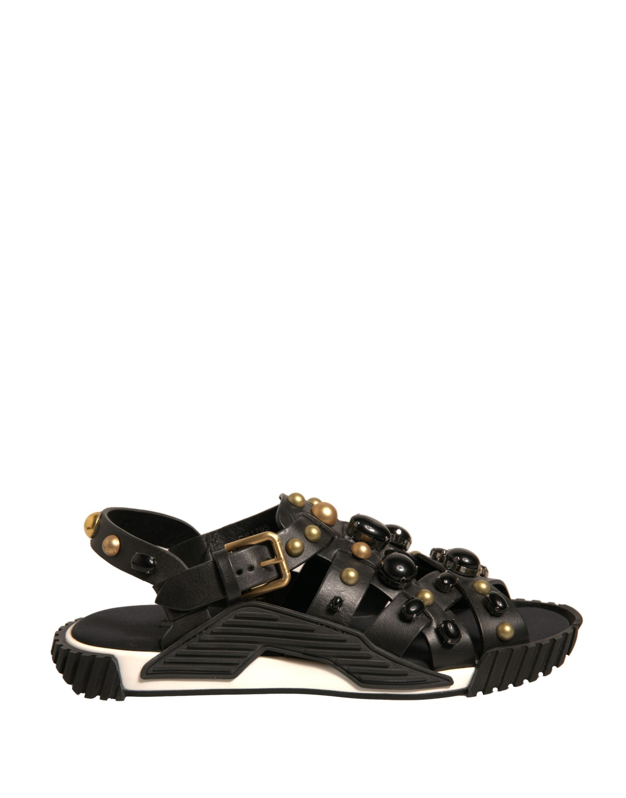 Dolce & Gabbana Schwarze Leder Nieten-Sandalen Schuhe
