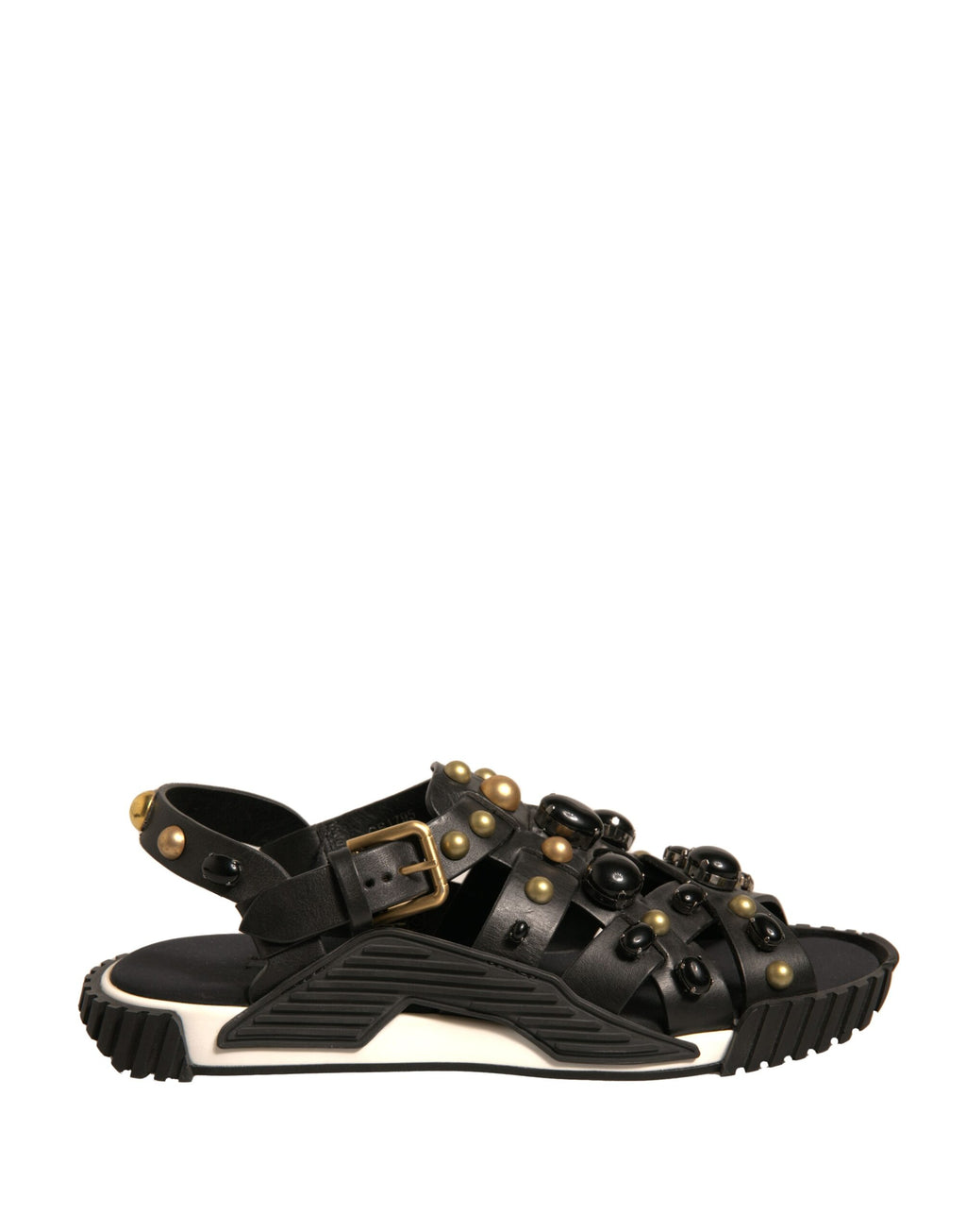 Dolce & Gabbana Schwarze Leder Nieten-Sandalen Schuhe