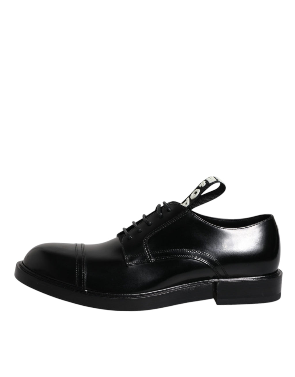 Dolce & Gabbana Schwarze Lackleder Derby Schnürschuhe Formal Dress Schuhe