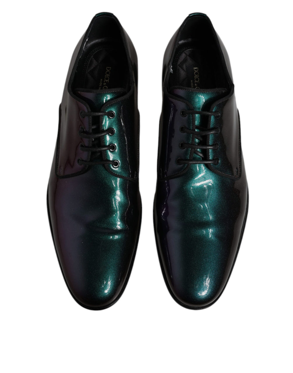 Dolce & Gabbana Multicolor Pfau Lackleder Derby Männer Kleid Schuhe