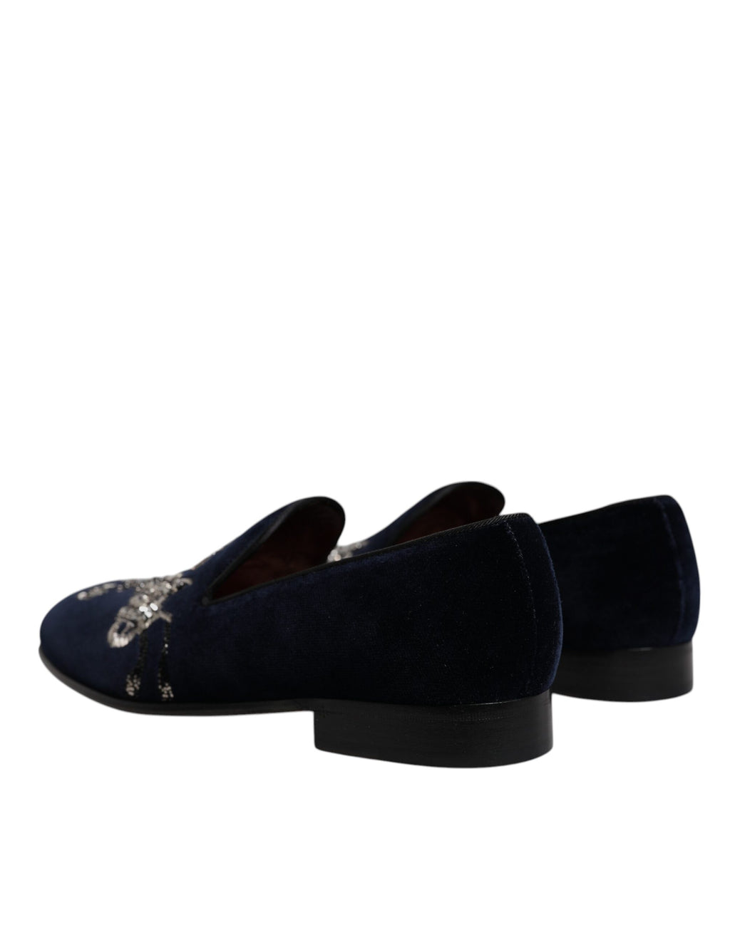 Dolce & Gabbana Schwarz Samt Floral Gun Loafers Kleid Schuhe