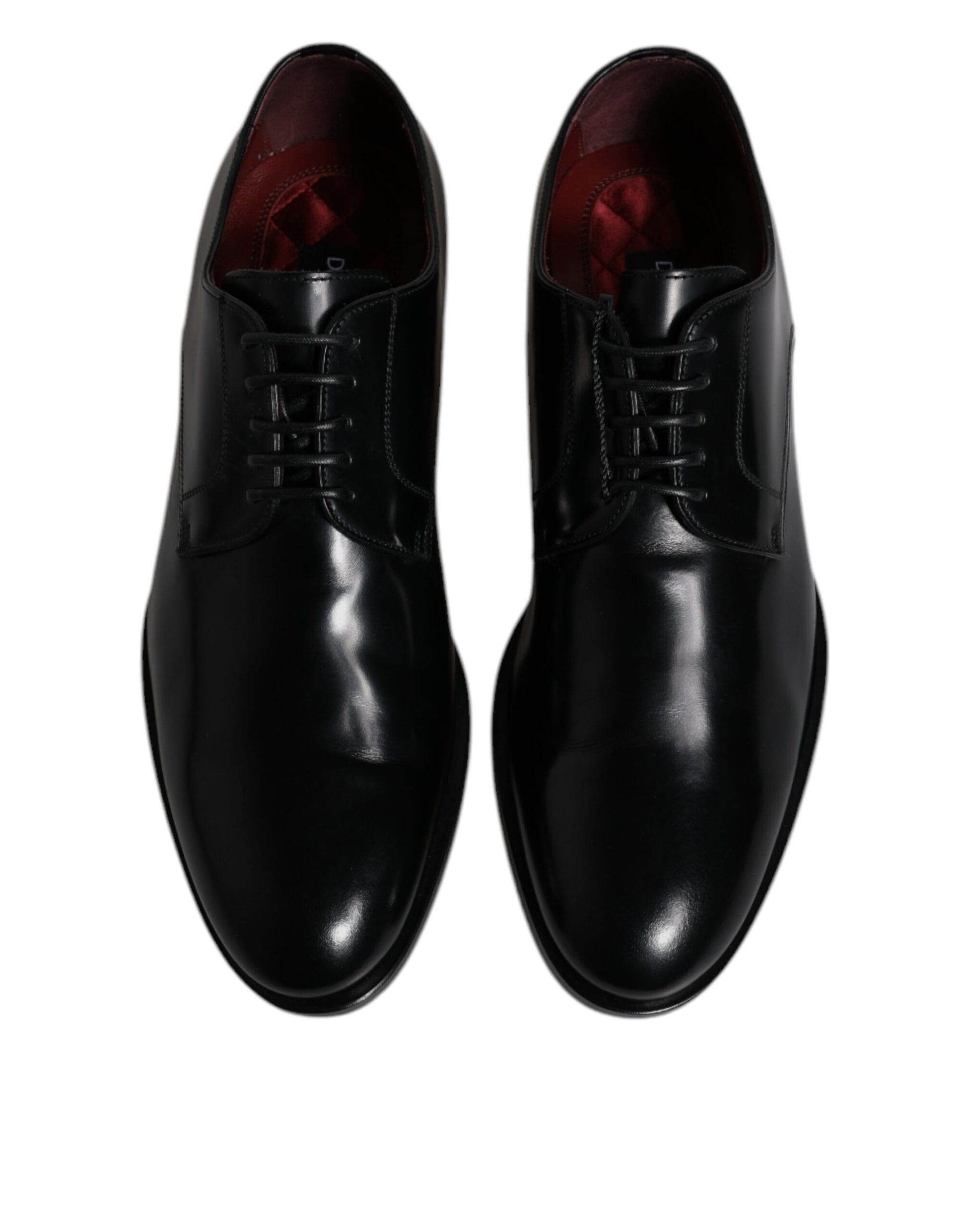 Dolce & Gabbana Schwarze Kalbsleder Derby Schnürschuhe Formal Dress Schuhe
