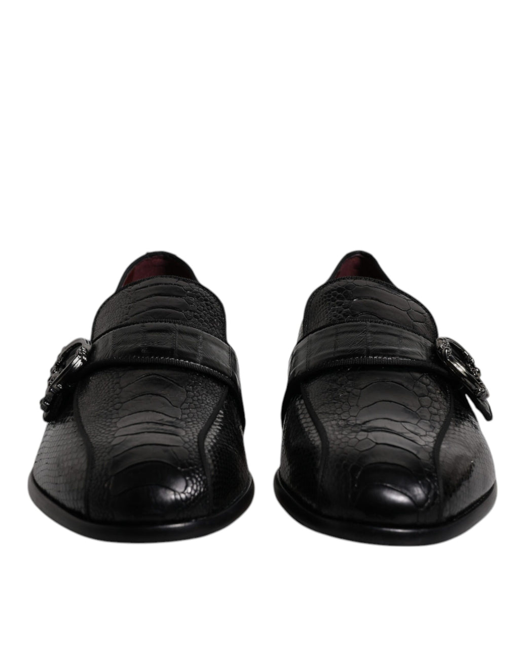 Dolce & Gabbana Schwarze Exotische Leder DG Logo Loafers Formelle Anzugschuhe