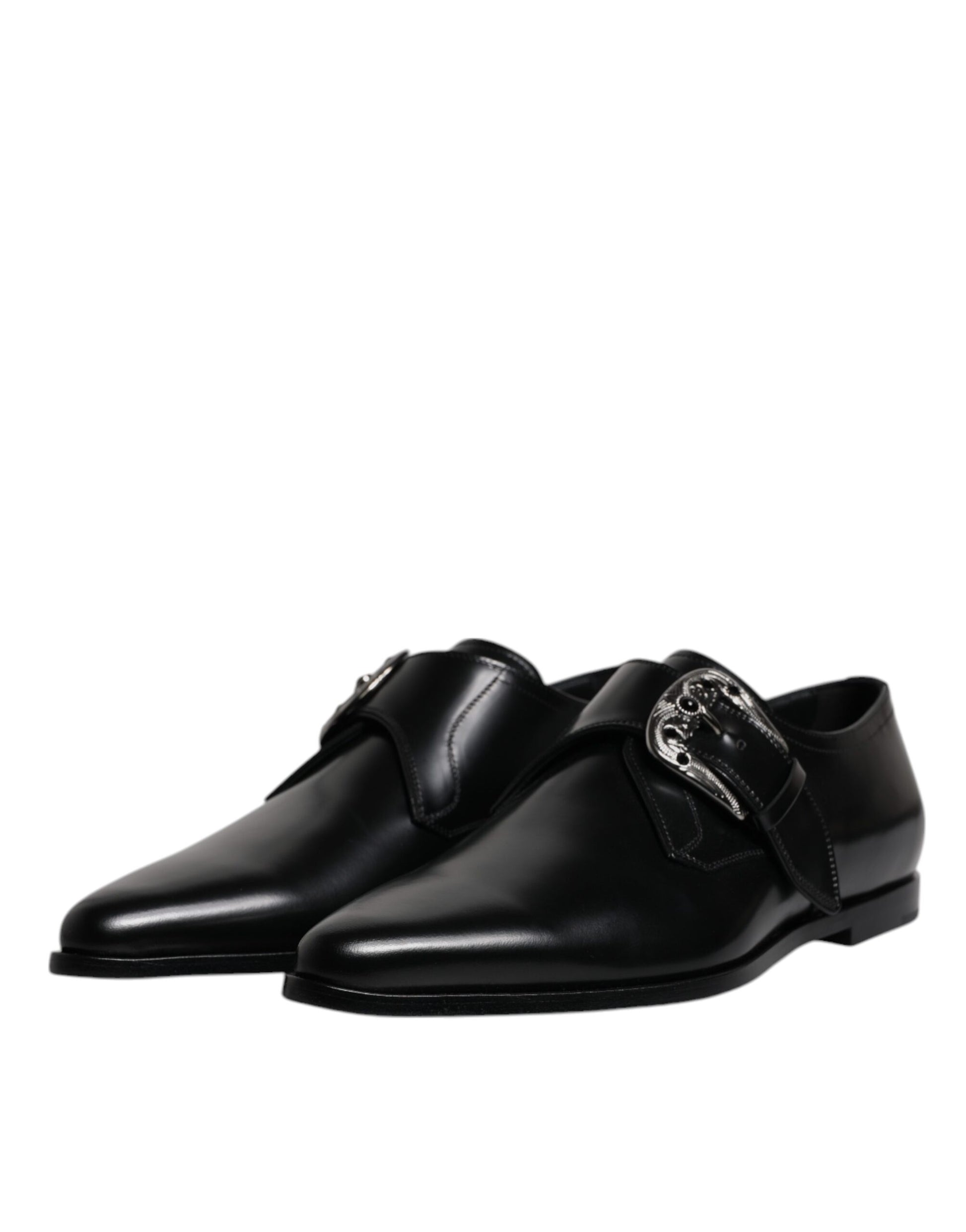 Dolce & Gabbana Schwarzes Leder Monk Strap Derby Formelle Schuhe