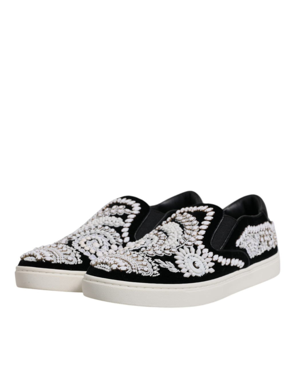 Dolce & Gabbana Schwarz verschönert London Männer Slip On Schuhe