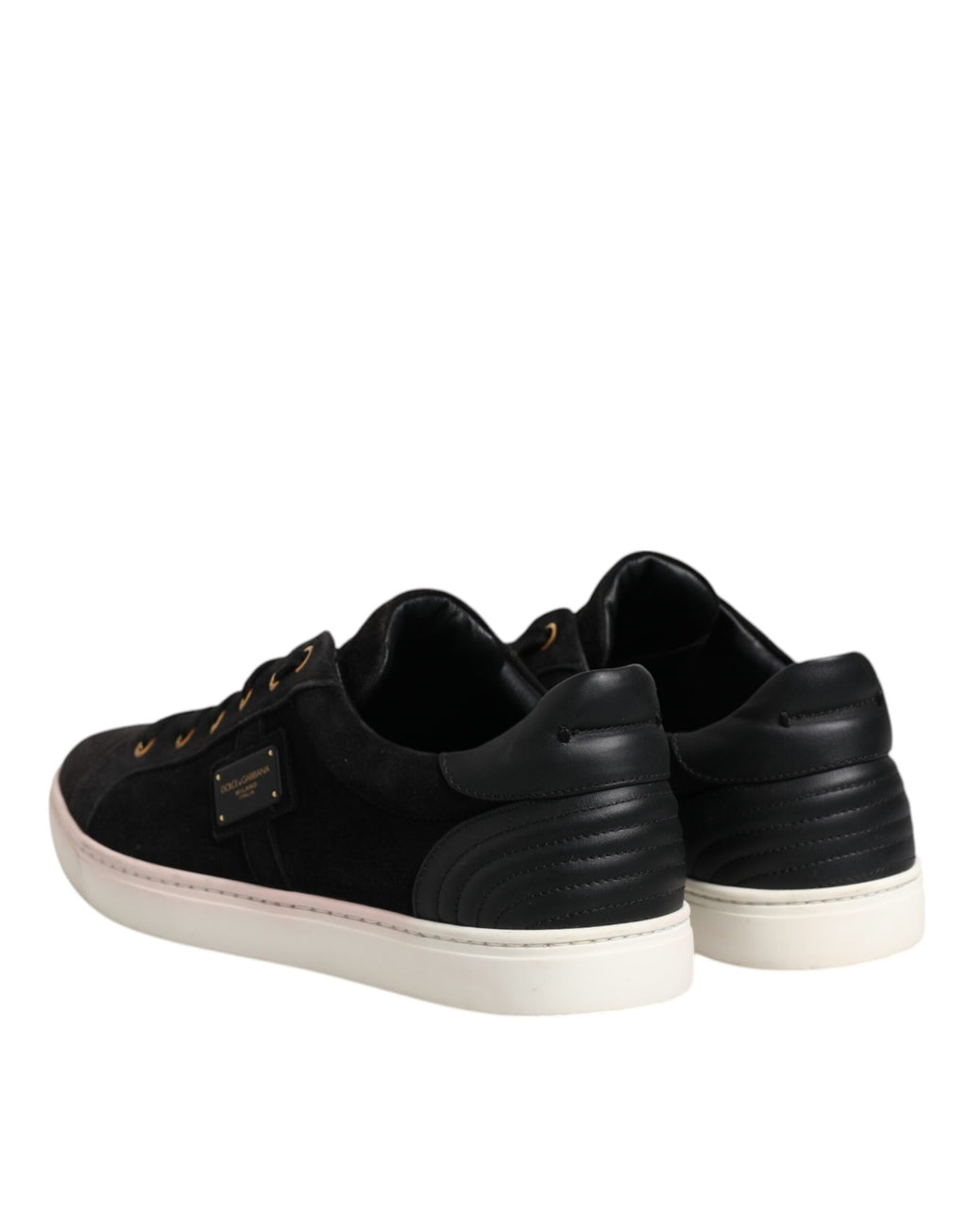 Dolce & Gabbana Schwarz Logo Wildleder Leder Männer Turnschuhe Schuhe