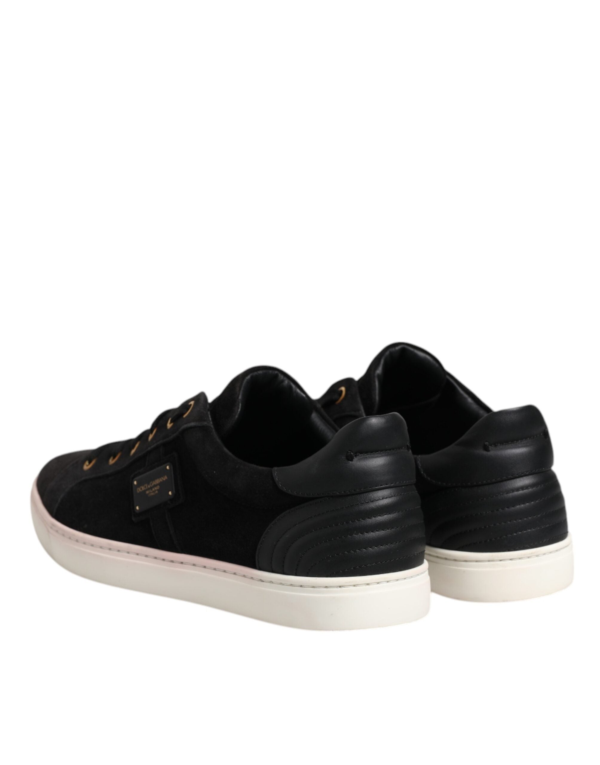 Dolce & Gabbana Schwarz Logo Wildleder Leder Männer Turnschuhe Schuhe