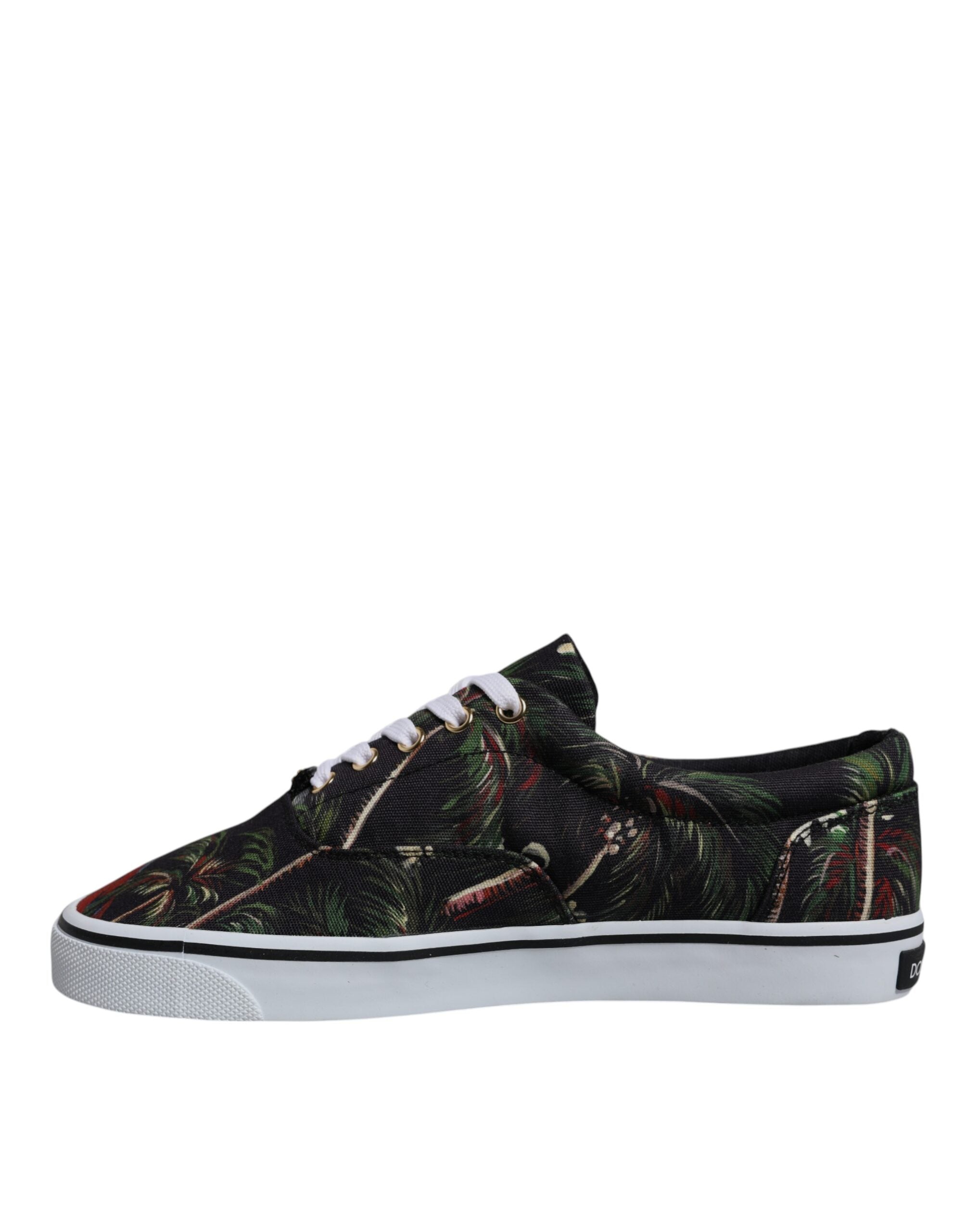 Dolce & Gabbana Schwarz Tropical Print Low Top Sneakers Schuhe