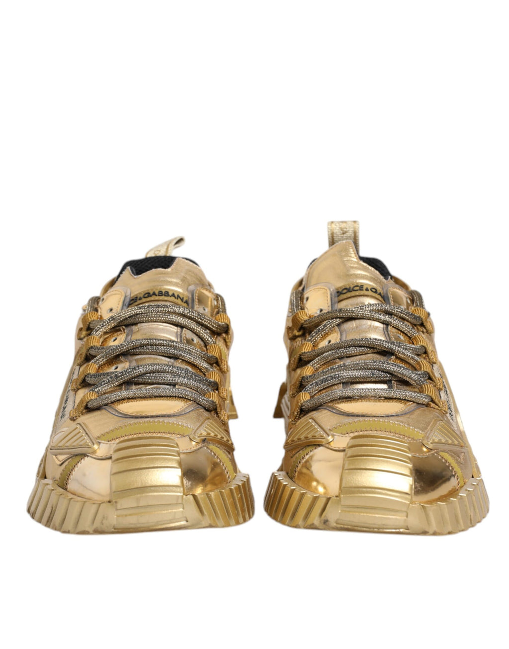 Dolce & Gabbana Gold Stretch Lace Up NS1 Turnschuhe Schuhe