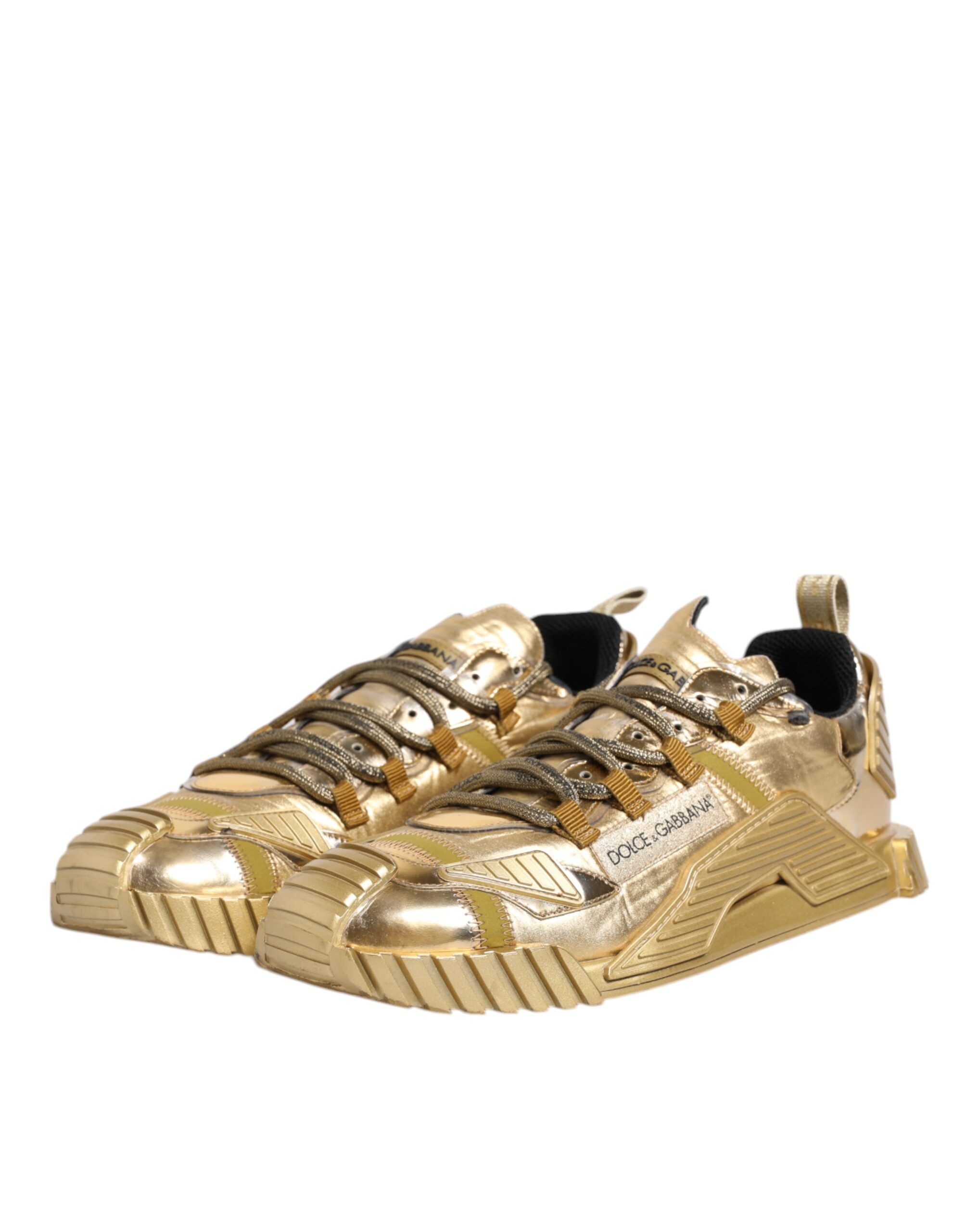 Dolce & Gabbana Gold Stretch Lace Up NS1 Turnschuhe Schuhe