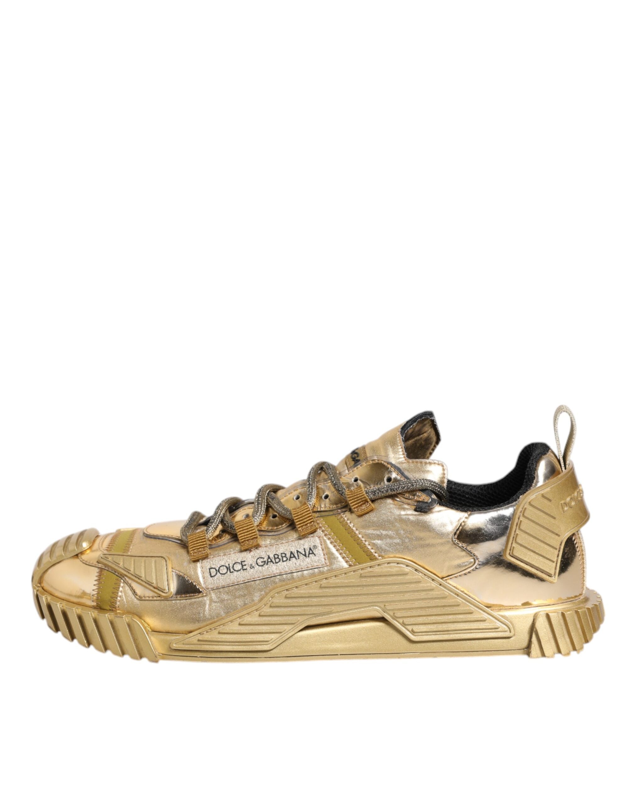 Dolce & Gabbana Gold Stretch Lace Up NS1 Turnschuhe Schuhe