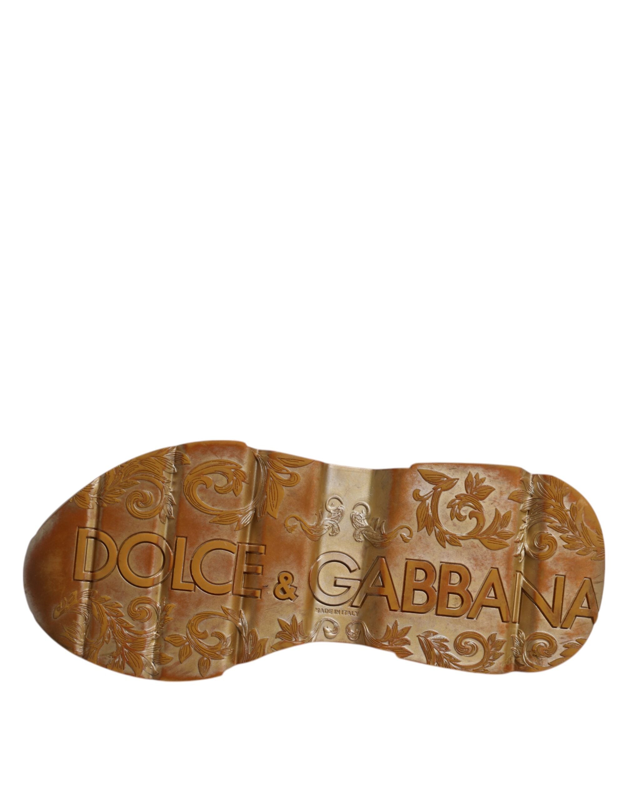 Dolce & Gabbana Weiß Gold DAYMASTER Leder Turnschuhe Schuhe