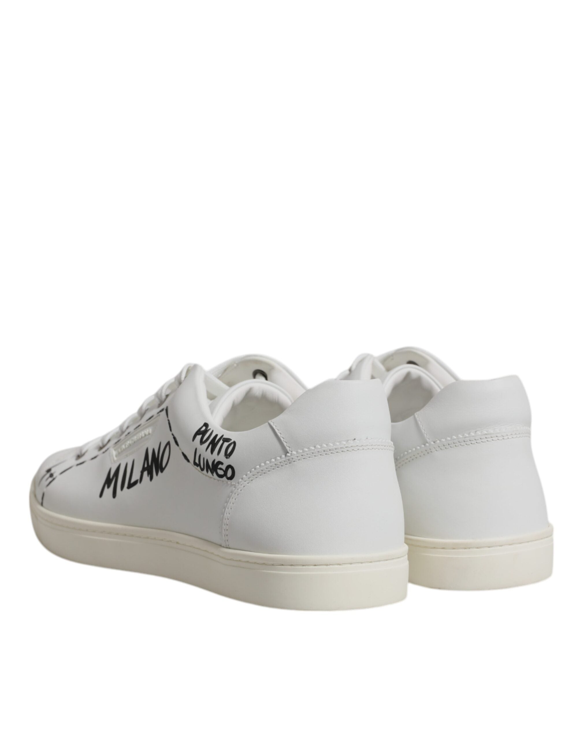 Dolce & Gabbana Weiß Leder Milano Low Top Turnschuhe Schuhe