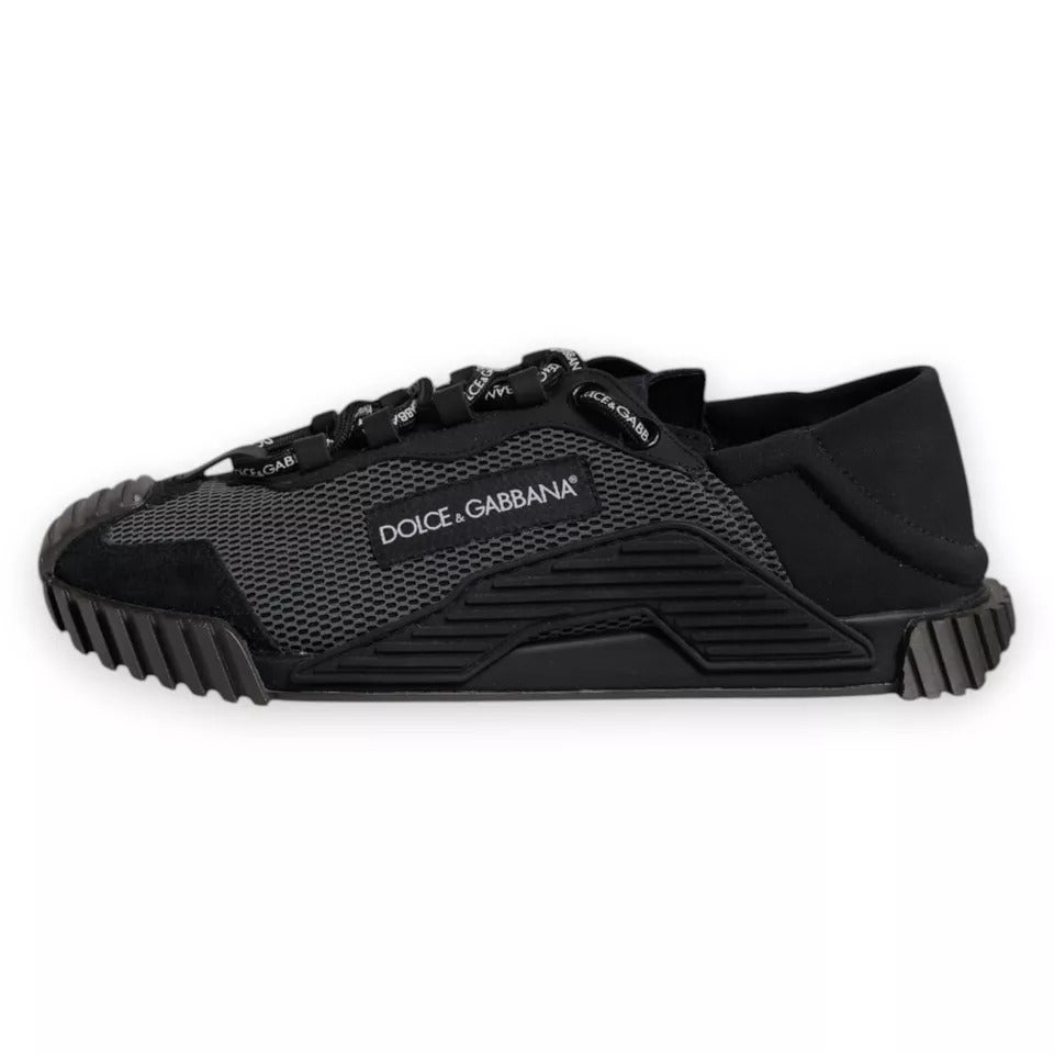 Dolce & Gabbana Schwarz Nylon NS1 Low Top Männer Turnschuhe Schuhe