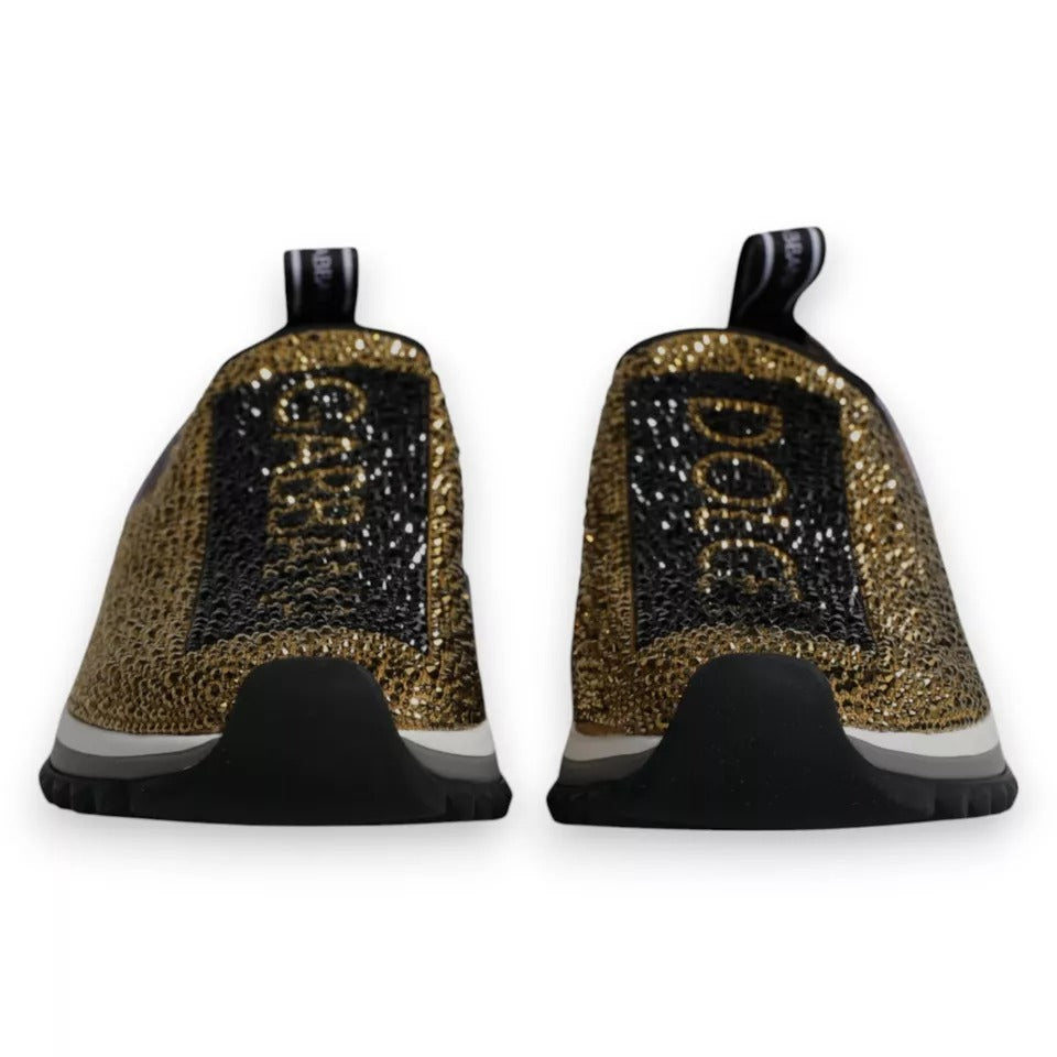 Dolce & Gabbana Gold Strass Sorrento Turnschuhe Schuhe
