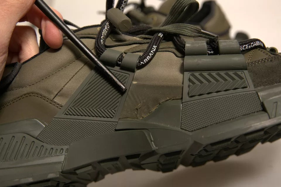 Dolce & Gabbana Militär Grün Space Low Top Turnschuhe Schuhe