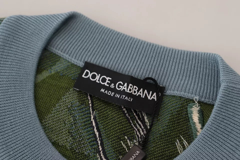 Dolce & Gabbana Jungle Woll-Seidenpullover mit Logo